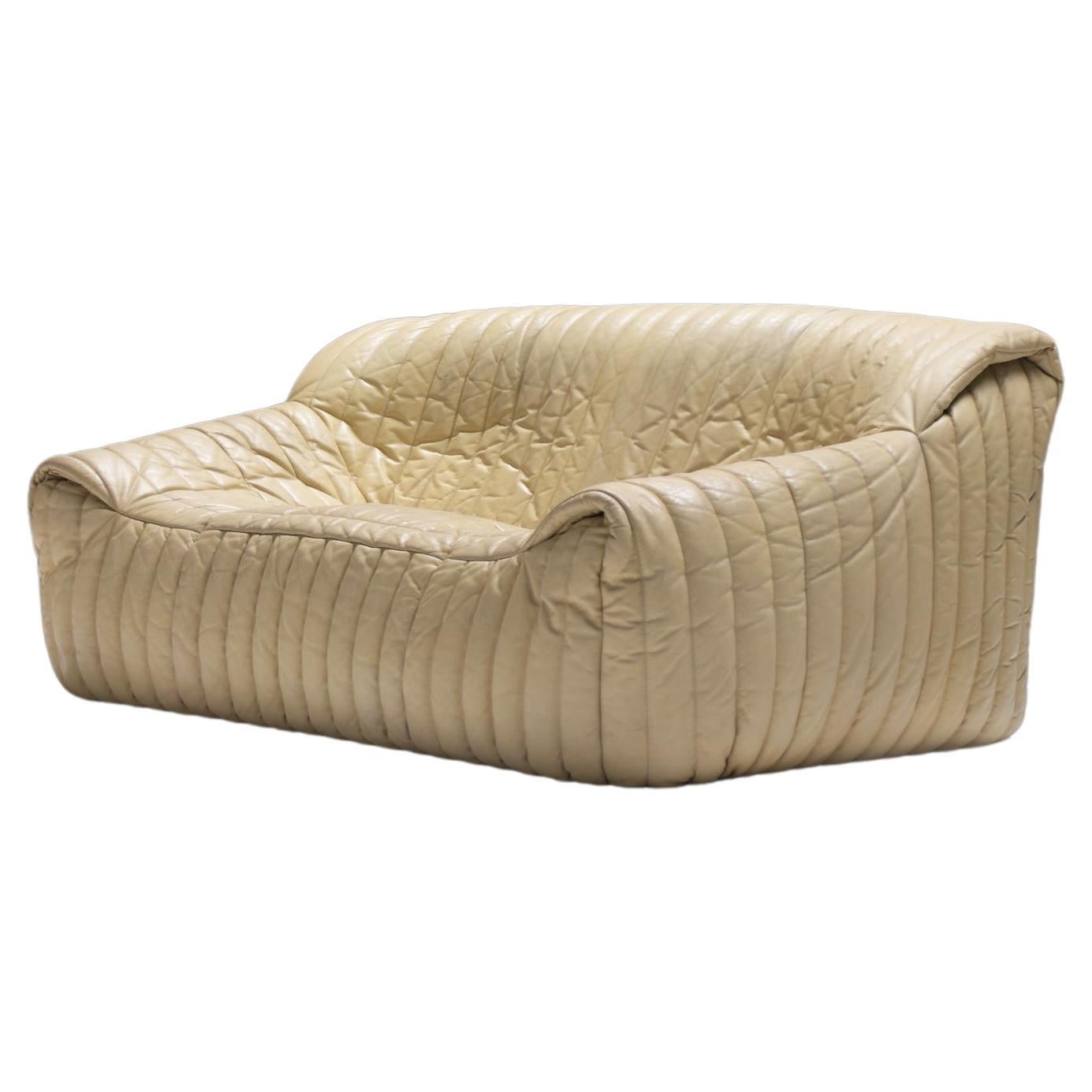 Seltenes Vintage Sandra-Sofa aus Original-Leder – Annie Hieronimus für Cinna France im Angebot