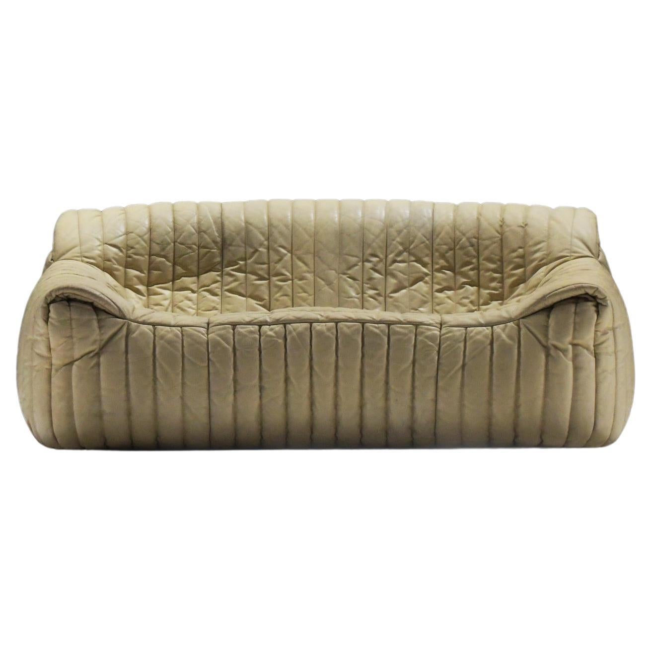 Rare vintage Sandra sofa in original leather - Annie Hieronimus for Cinna France For Sale