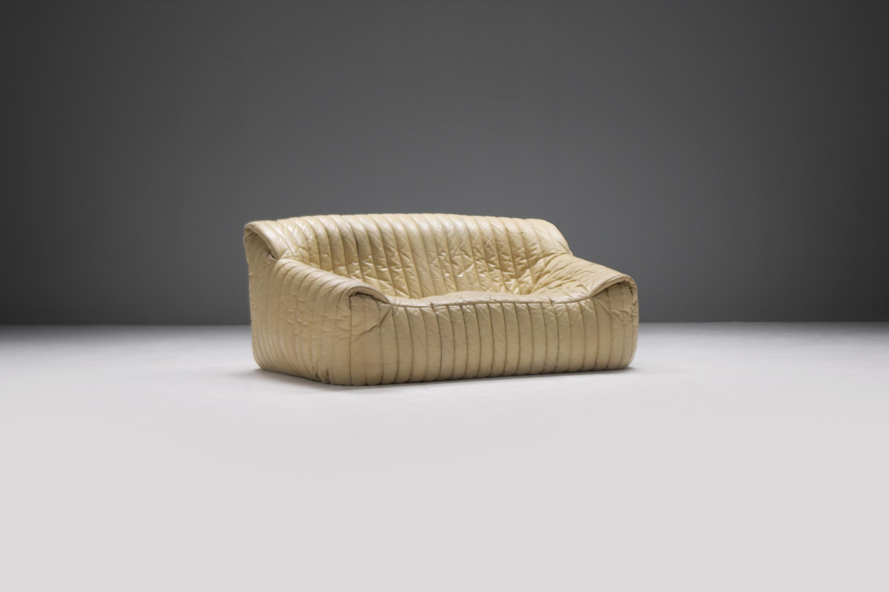 Seltenes Vintage Sandra-Sofa aus Original-Leder – Annie Hieronimus für Cinna France im Angebot 4