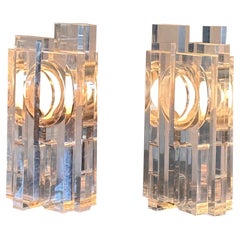 Rare lampade da tavolo vintage in lucite di Sandro Petti per Metallarte, anni '70