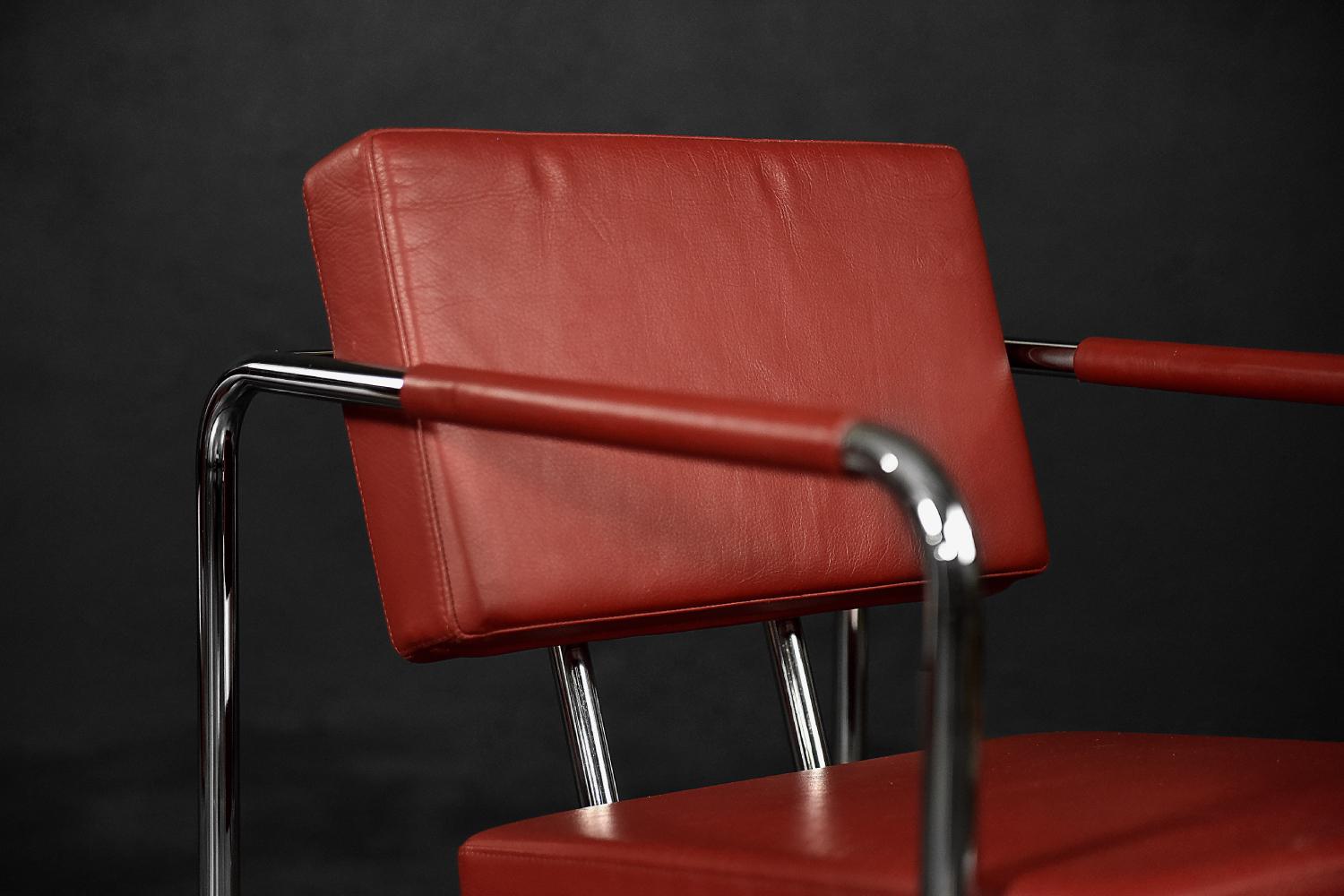 Rare fauteuil scandinave Bauhaus chromé et en cuir de Torben Skov en vente 6