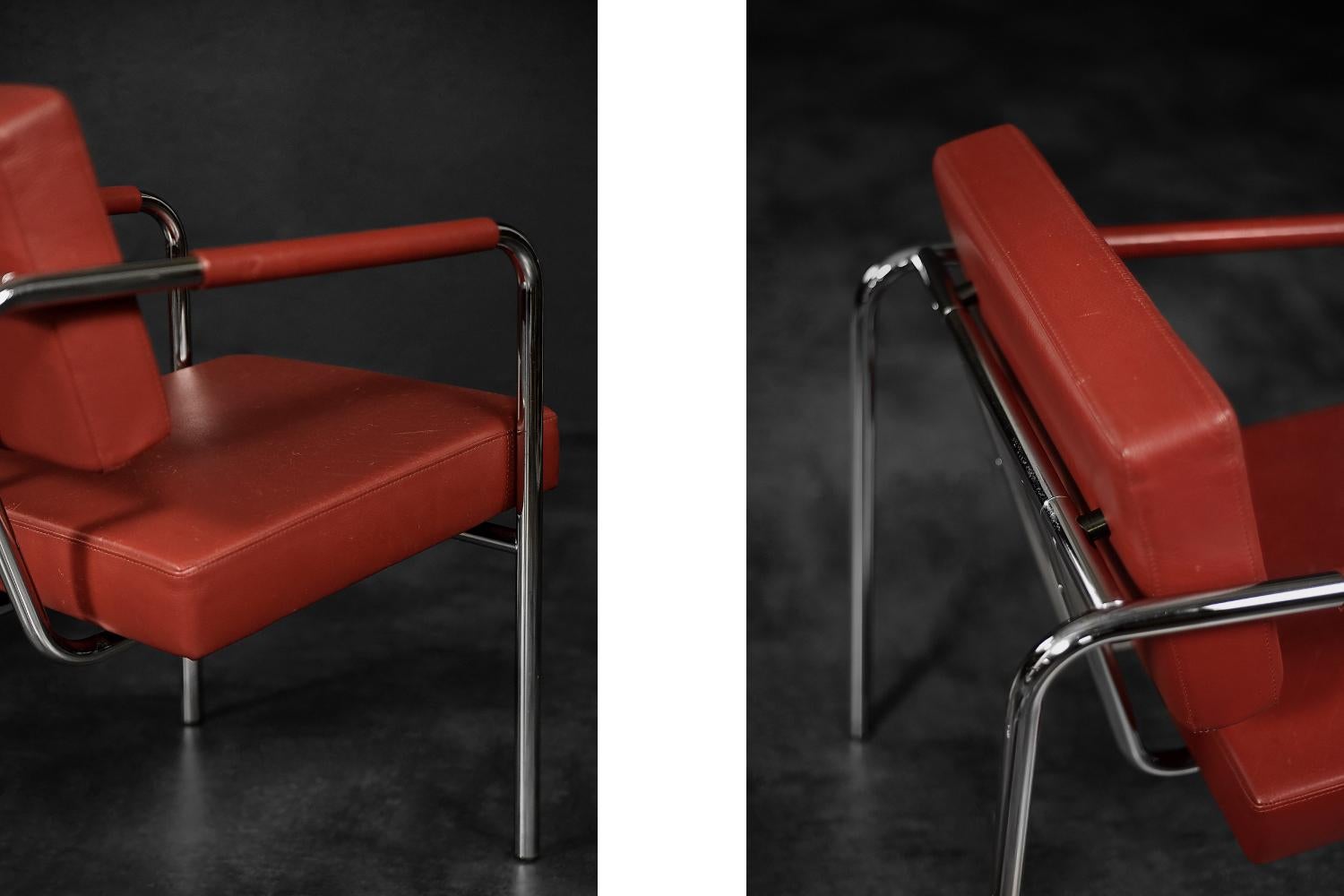 Rare fauteuil scandinave Bauhaus chromé et en cuir de Torben Skov en vente 9