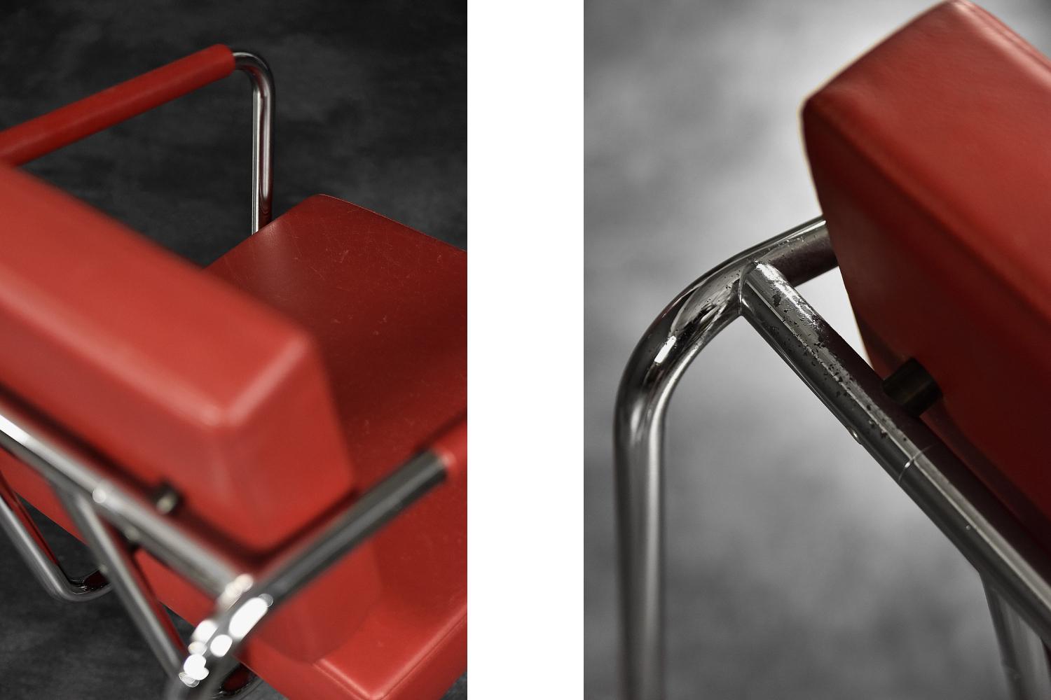 Rare fauteuil scandinave Bauhaus chromé et en cuir de Torben Skov en vente 10