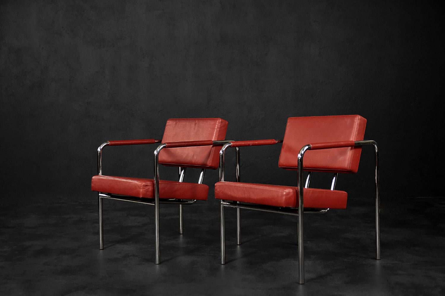 Danois Rare fauteuil scandinave Bauhaus chromé et en cuir de Torben Skov en vente