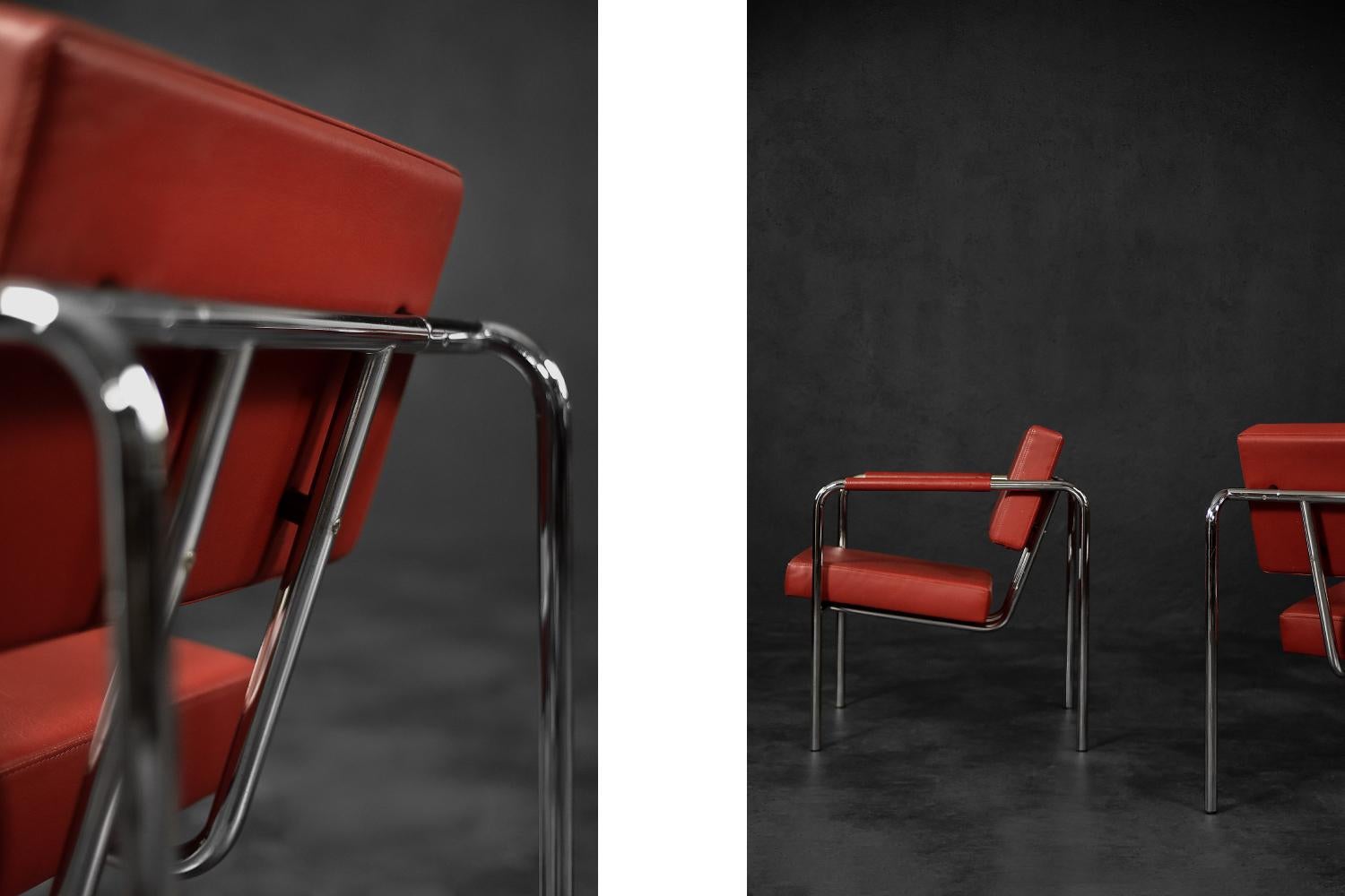 Rare fauteuil scandinave Bauhaus chromé et en cuir de Torben Skov en vente 1