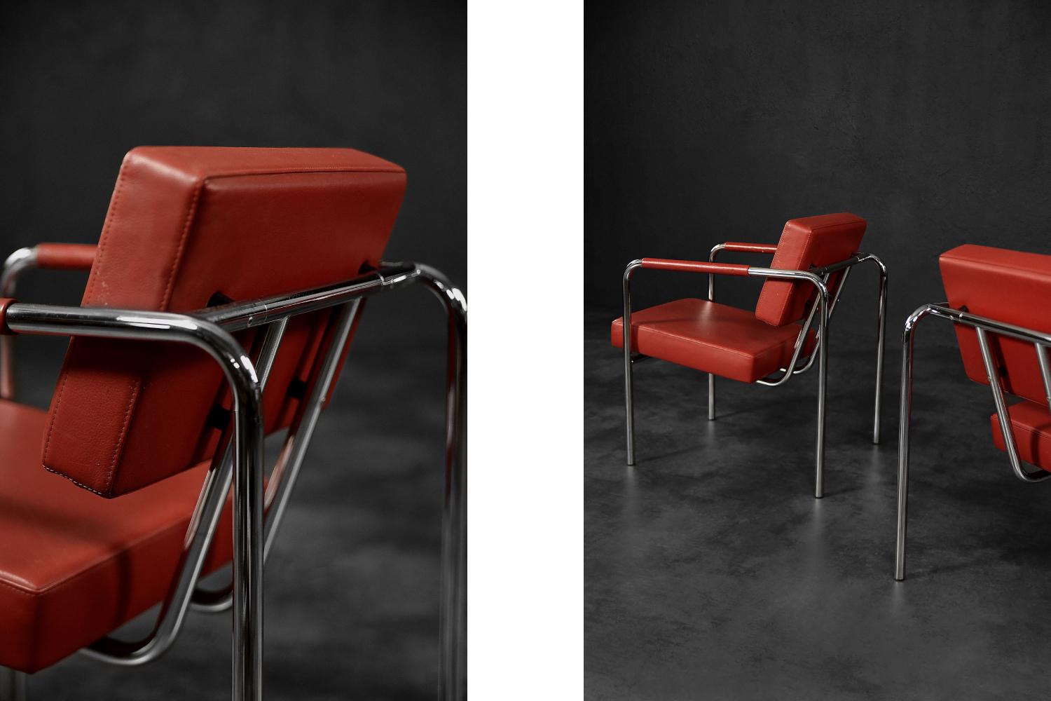 Rare fauteuil scandinave Bauhaus chromé et en cuir de Torben Skov en vente 2