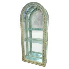 Rare Vintage Serge Roche Carved Arched 5 Shelf Regency display china cabinet