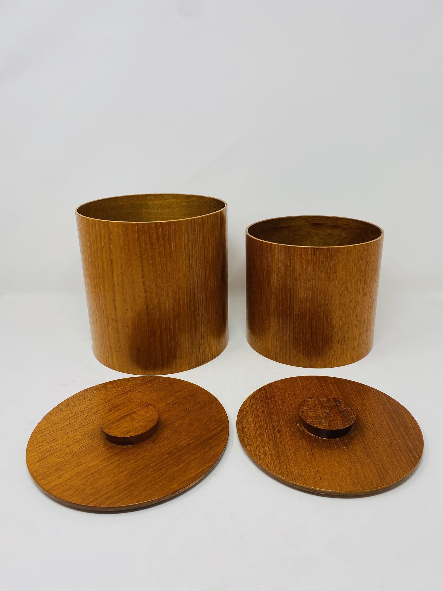 Hand-Crafted Rare Vintage Set of 4 Nesting Teak Canisters from Japan Mid-Century 1960s For Sale