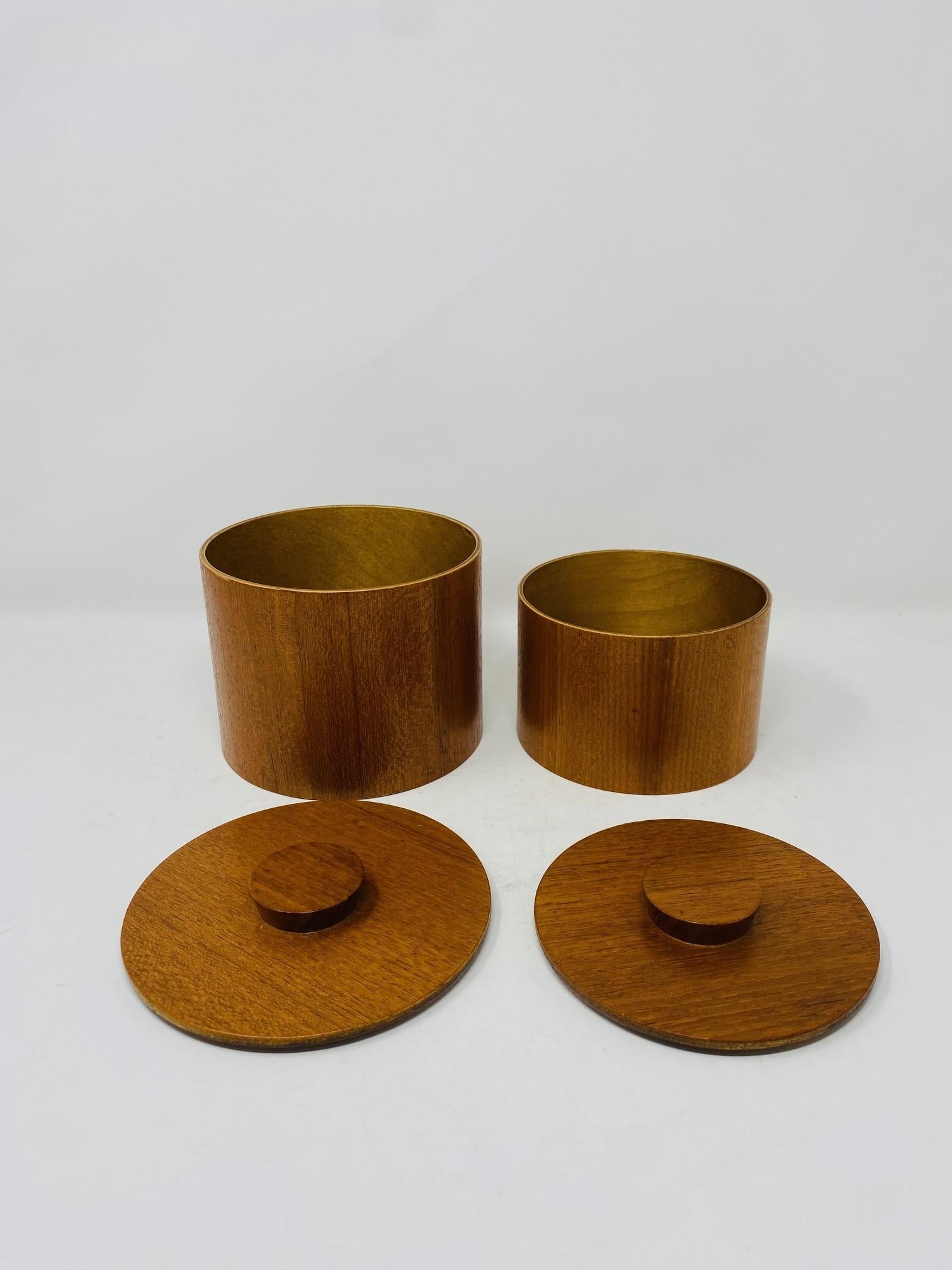 Mid-20th Century Rare Vintage Set of 4 Nesting Teak Canisters from Japan Mid-Century 1960s For Sale