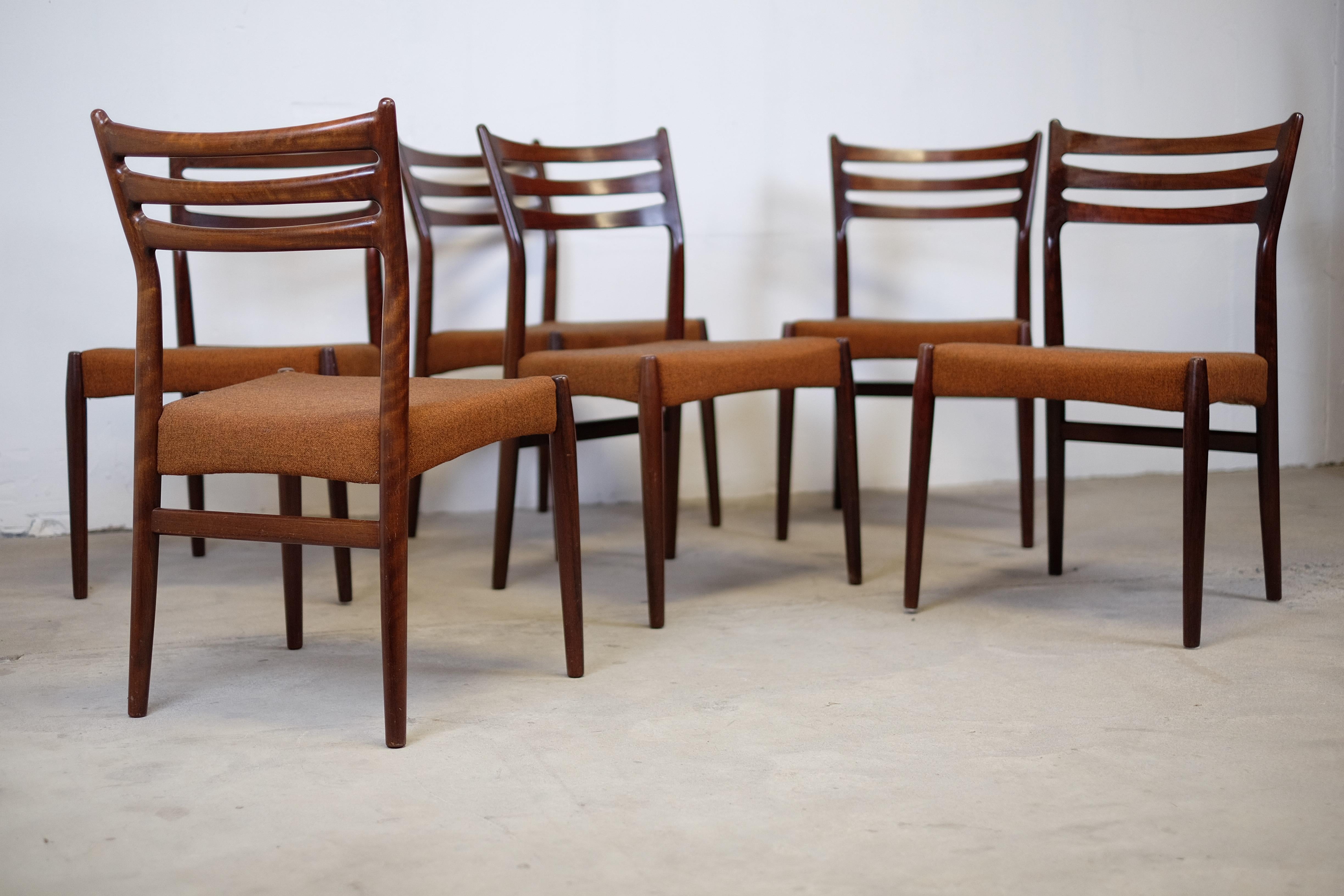 Mid-20th Century Rare Vintage Set of Six Dining Chairs by Svend Aage Madsen For Sale