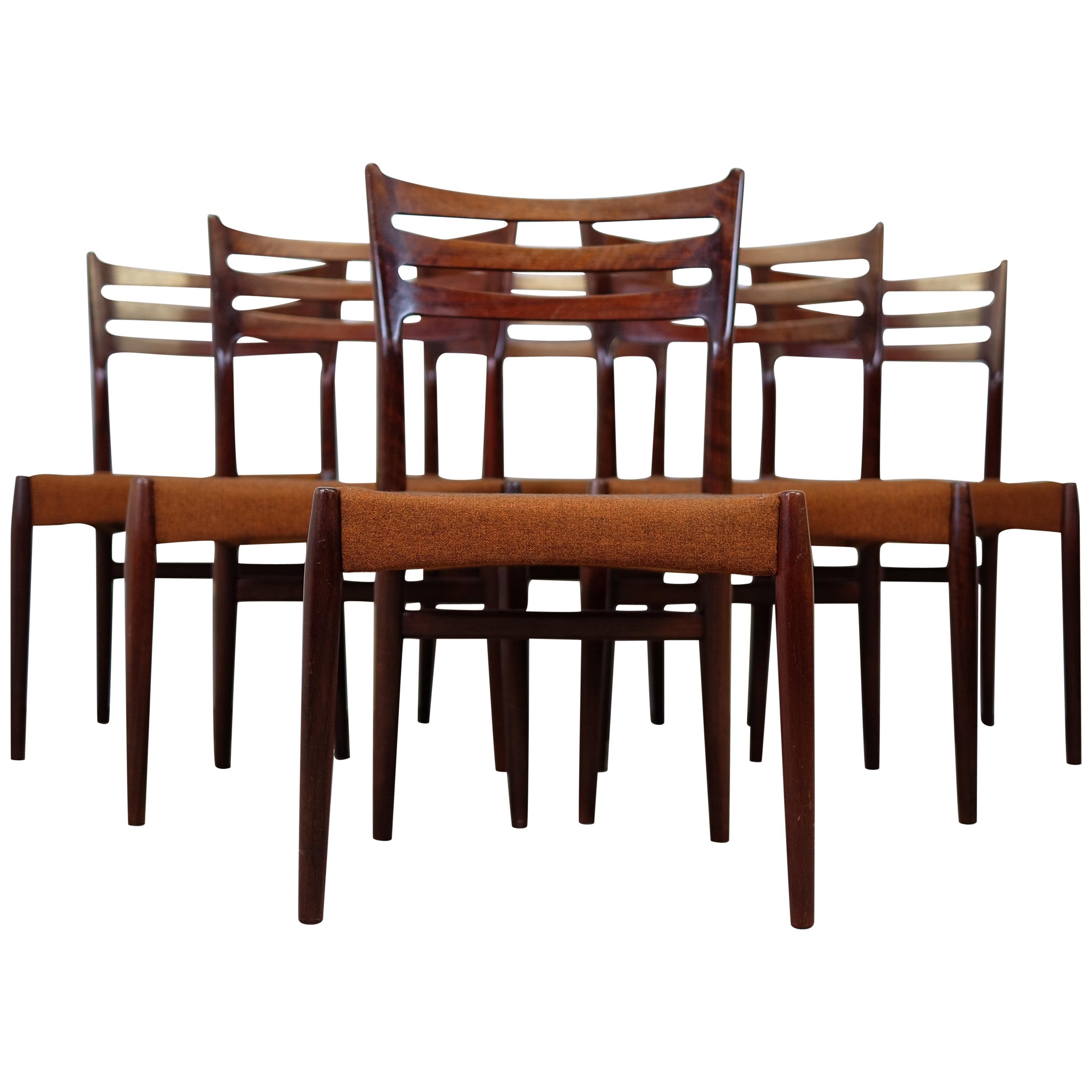 Rare Vintage Set of Six Dining Chairs by Svend Aage Madsen For Sale