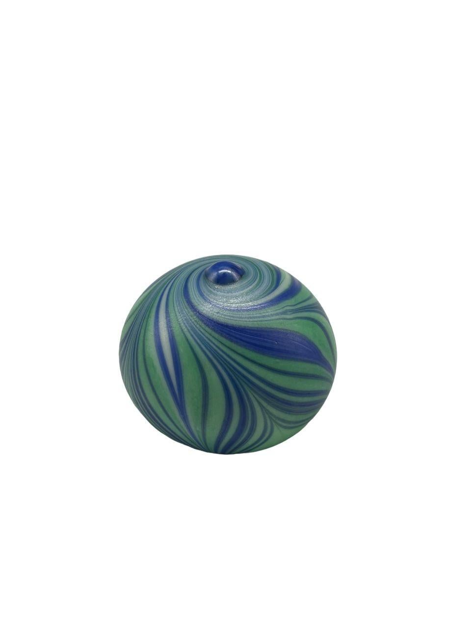American Rare Vintage Signed 1975 John Barber Studio Art Glass Swirl Paperweight Weight For Sale