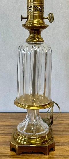 Rare Vintage Signed Paul Hanson Brass Glass Baccarat Style Table Lamp