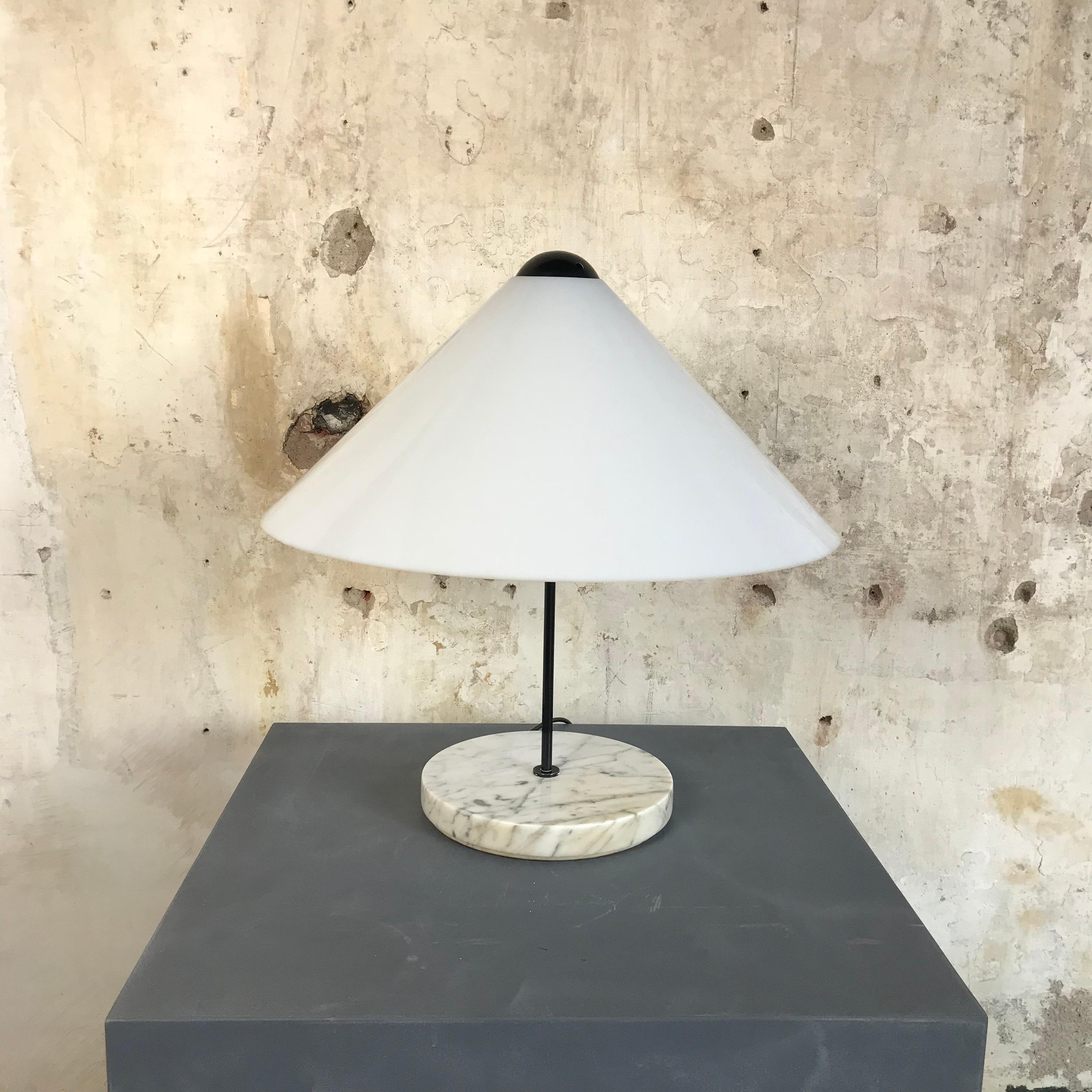 Italian Rare Vintage ‘Snow’ Table Lamp Designed by Vico Magistretti for Oluce, 1974