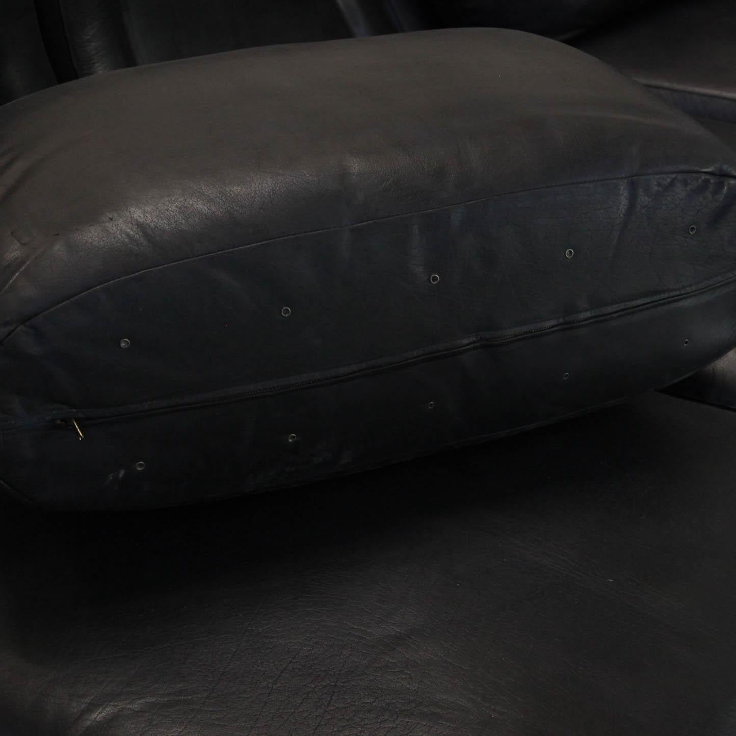 Rare Vintage Sofa in Black Leather and Laminated Signed Willy Rizzo 4