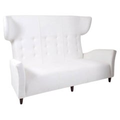 Rare Vintage Sofa in Wood and White Velvet
