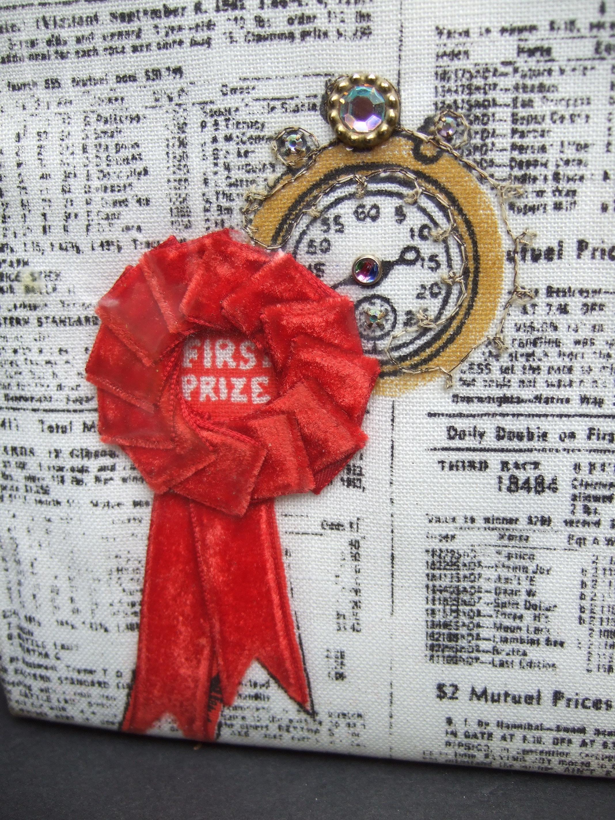 Rare Vintage Soure' New York Vinyl & Cloth Race Horse Themed Handbag c 1950 4