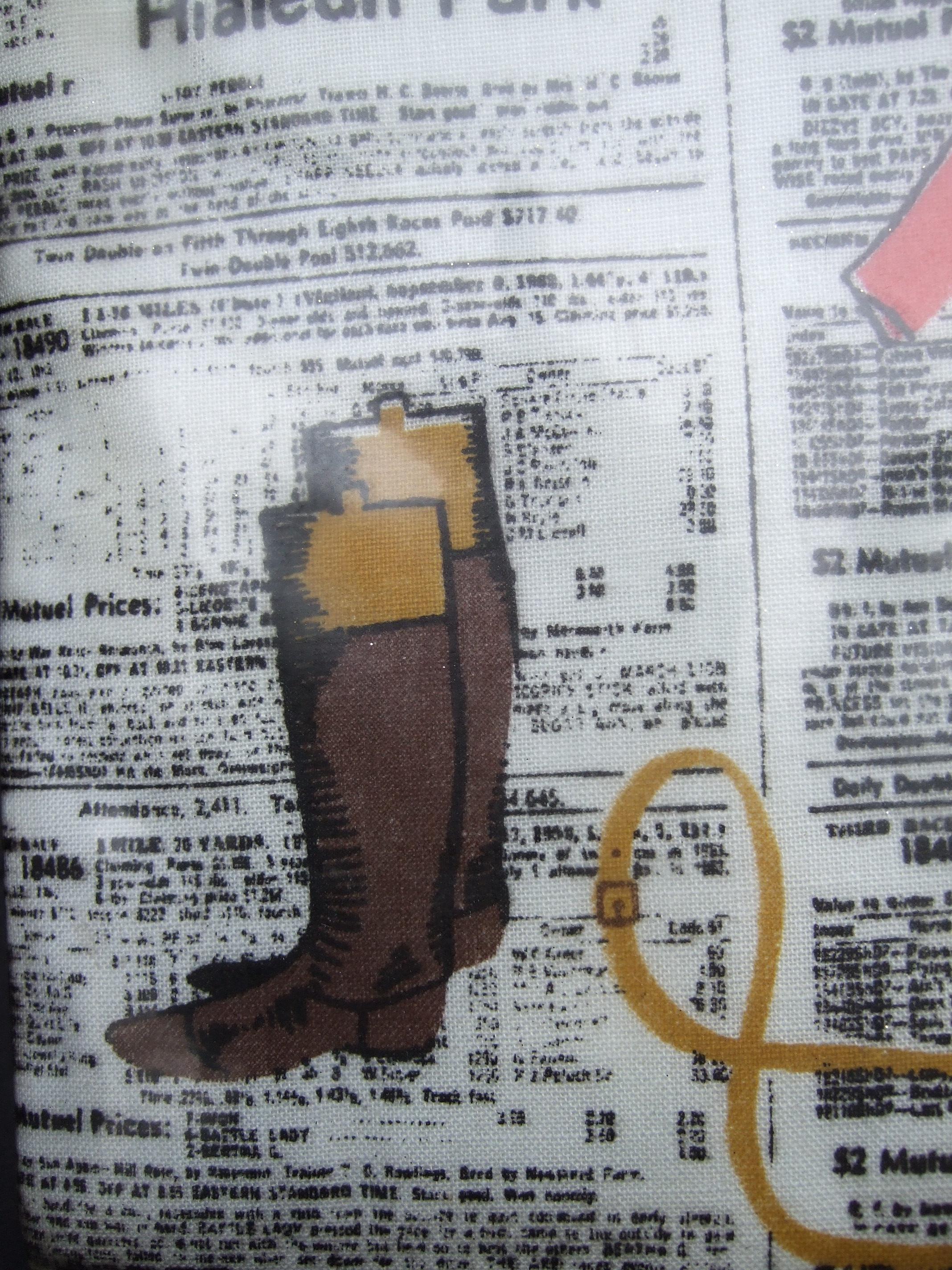 Rare Vintage Soure' New York Vinyl & Cloth Race Horse Themed Handbag c 1950 7