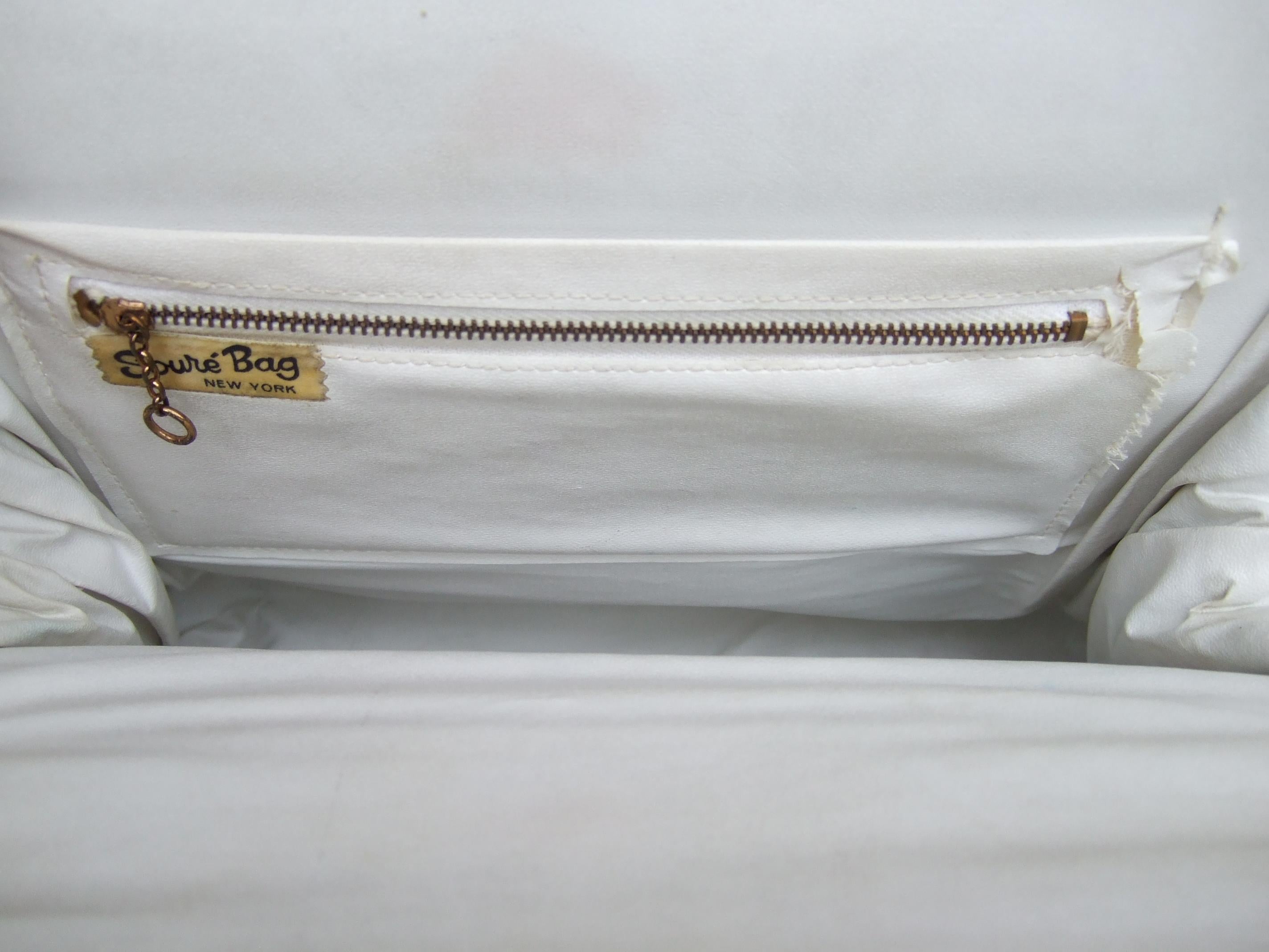Rare Vintage Soure' New York Vinyl & Cloth Race Horse Themed Handbag c 1950 10
