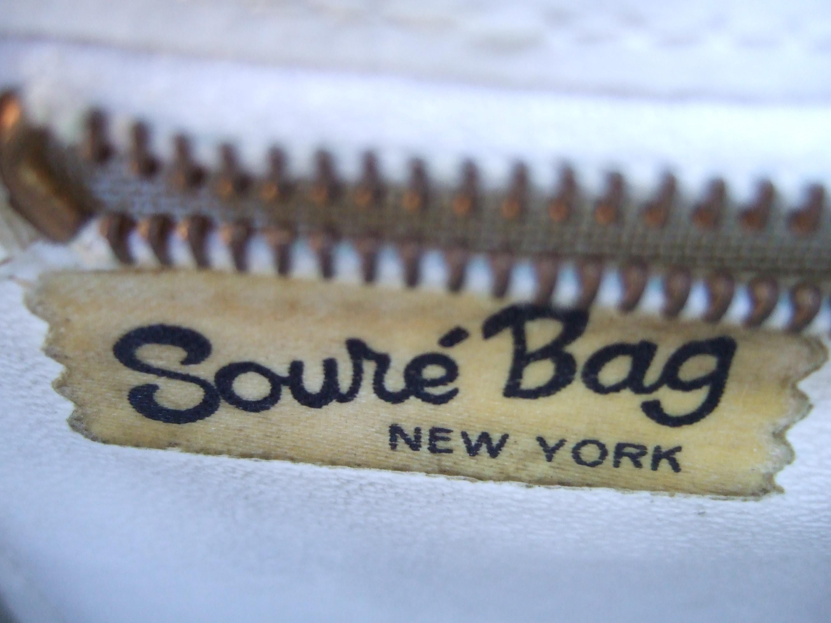 Rare Vintage Soure' New York Vinyl & Cloth Race Horse Themed Handbag c 1950 11