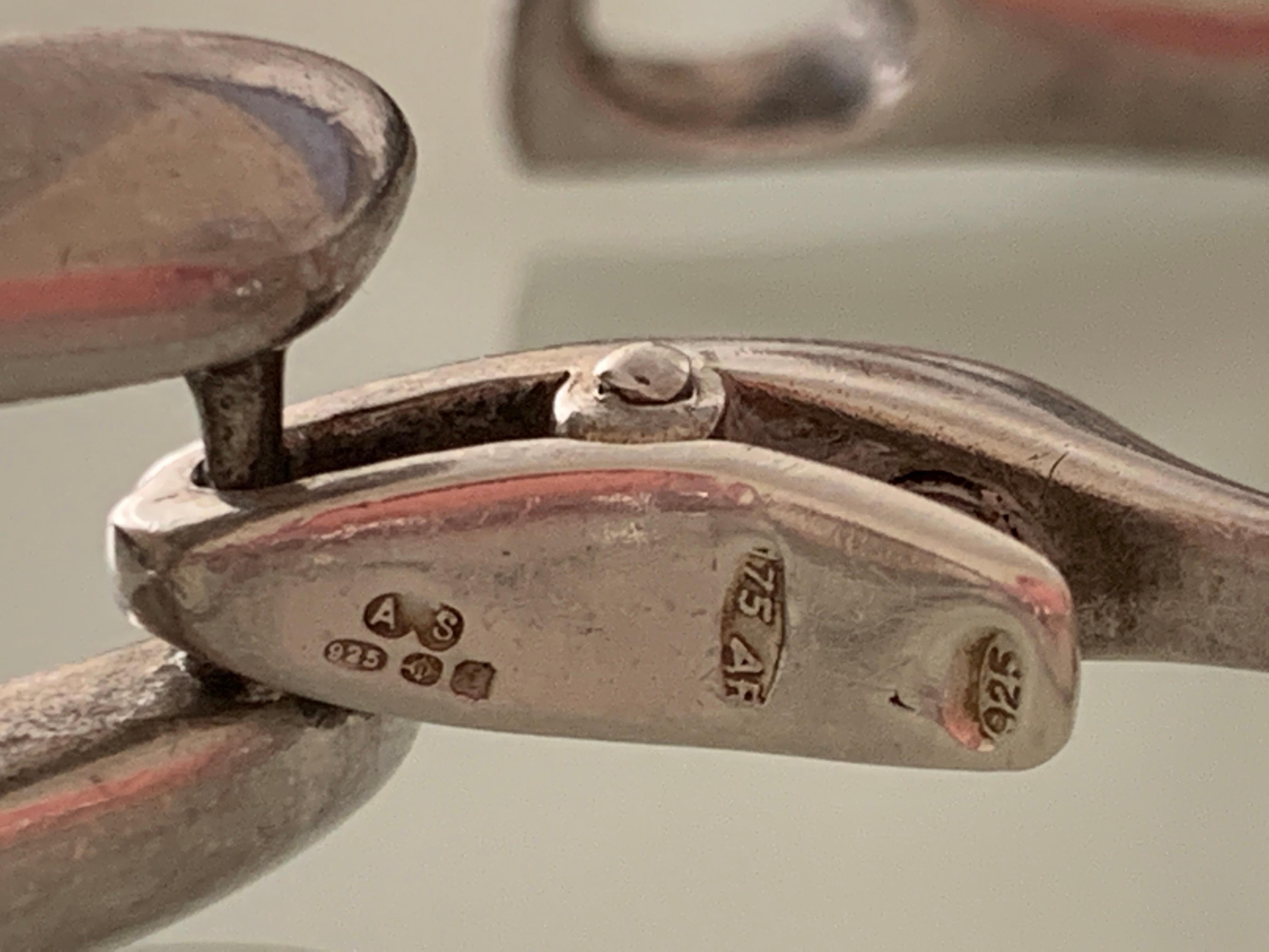Rare ensemble bracelet et pendentif italien vintage en argent sterling en vente 4