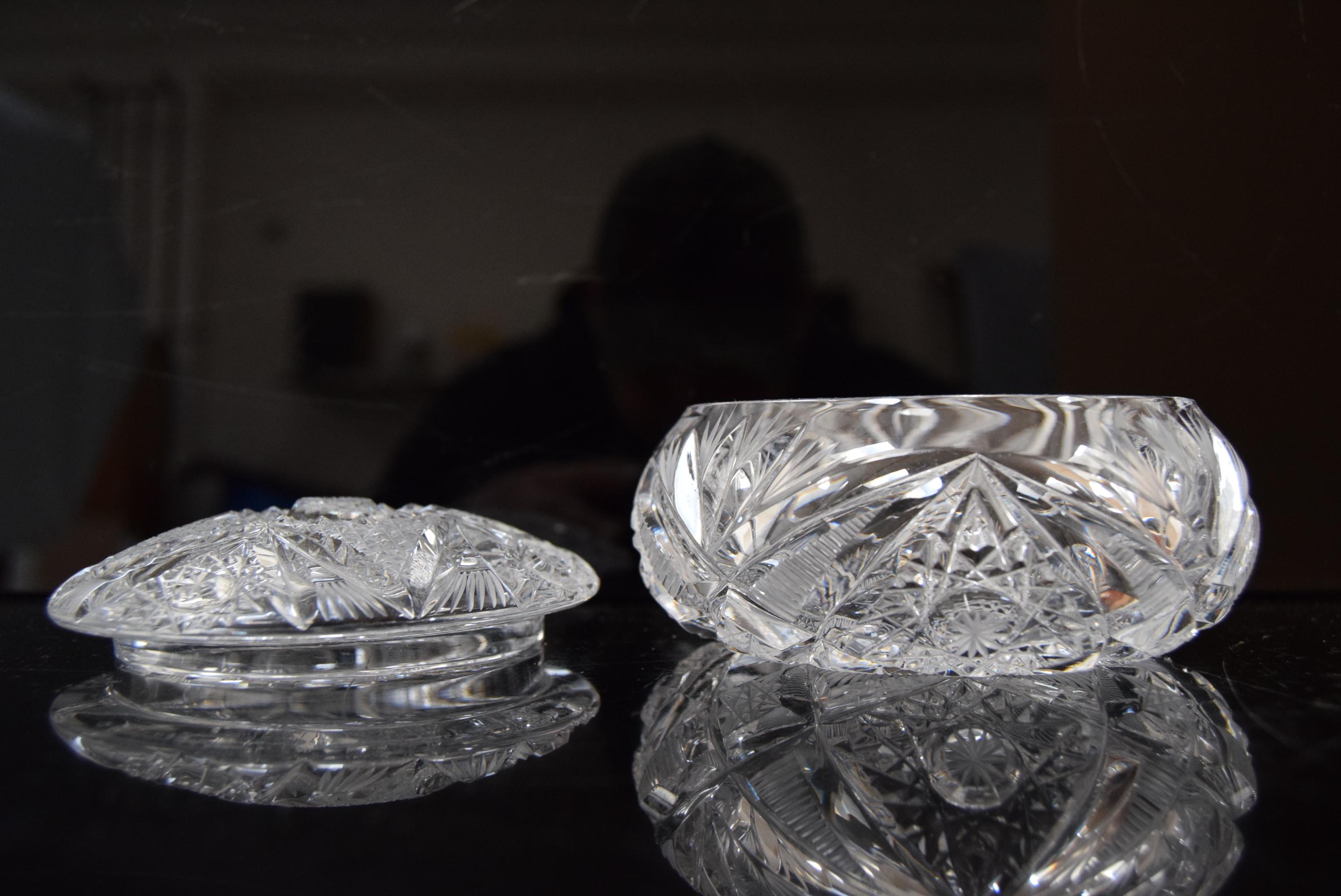 Rare Vintage Sugary Bowl, Cut Crystal Glass, Bohemia in the, 1960s For Sale 6