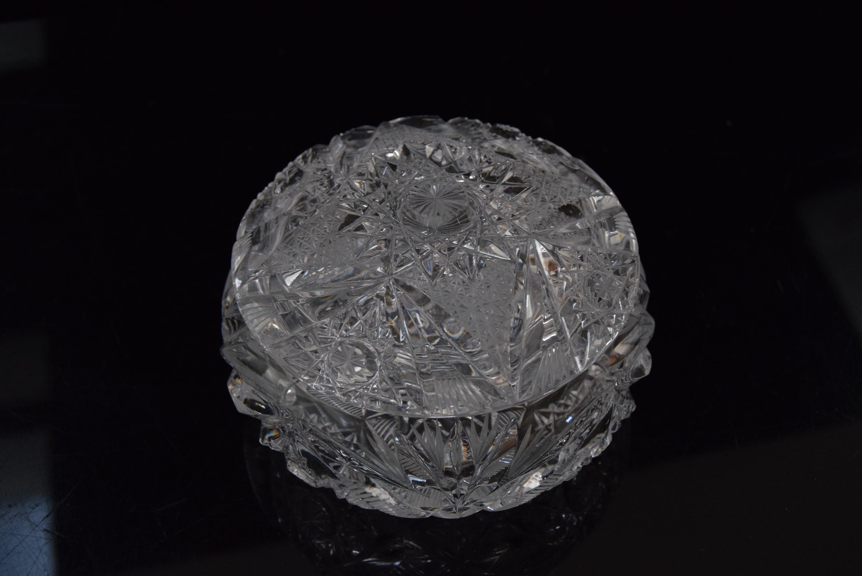 Mid-Century Modern Rare Vintage Sugary Bowl, Cut Crystal Glass, Bohemia in the, 1960s For Sale