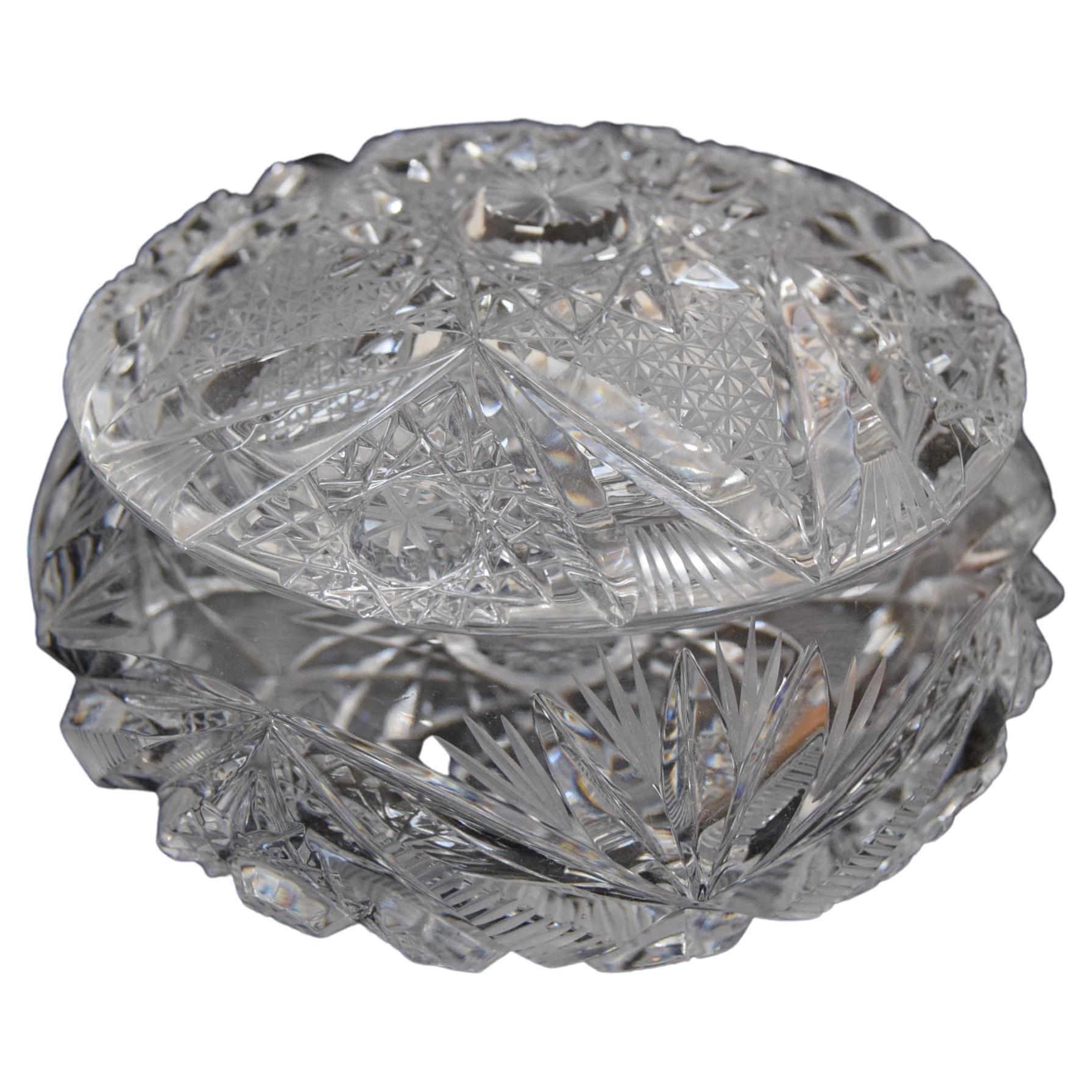 Seltene Vintage-Zuckerschale aus geschliffenem Kristallglas, Bohemia in den 1960er Jahren. 