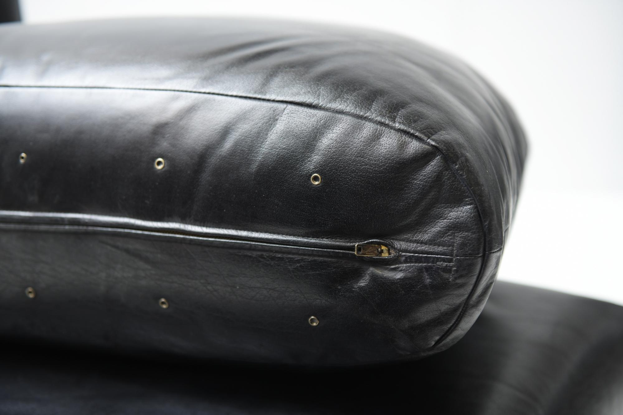 Seltenes Vintage Super C Modulares schwarzes Leder-Sofa  Willy Rizzo, Italien, Italien im Angebot 5
