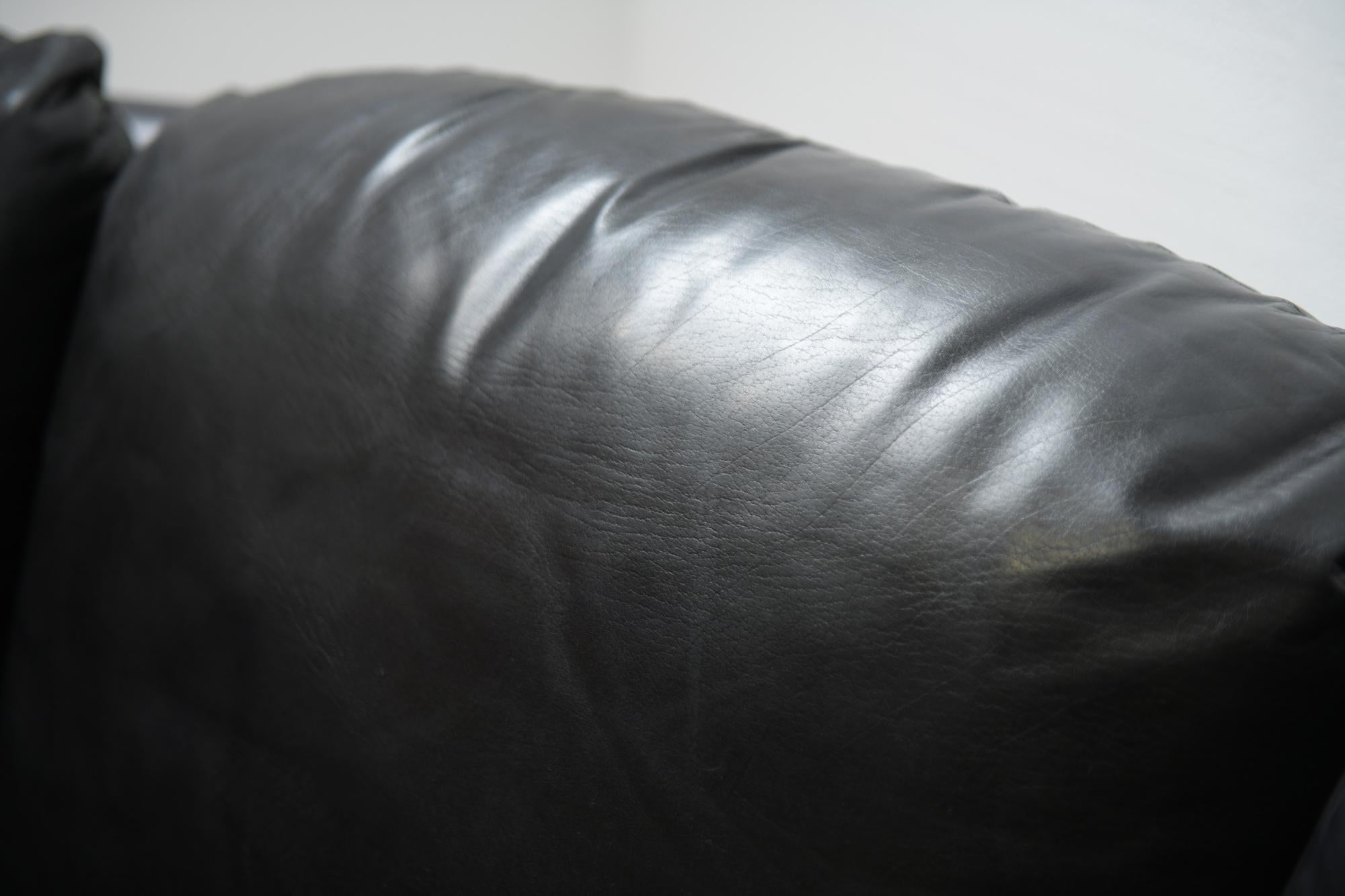 Rare Vintage Super C Modular Black Leather Sofa  by Willy Rizzo Italy For Sale 7