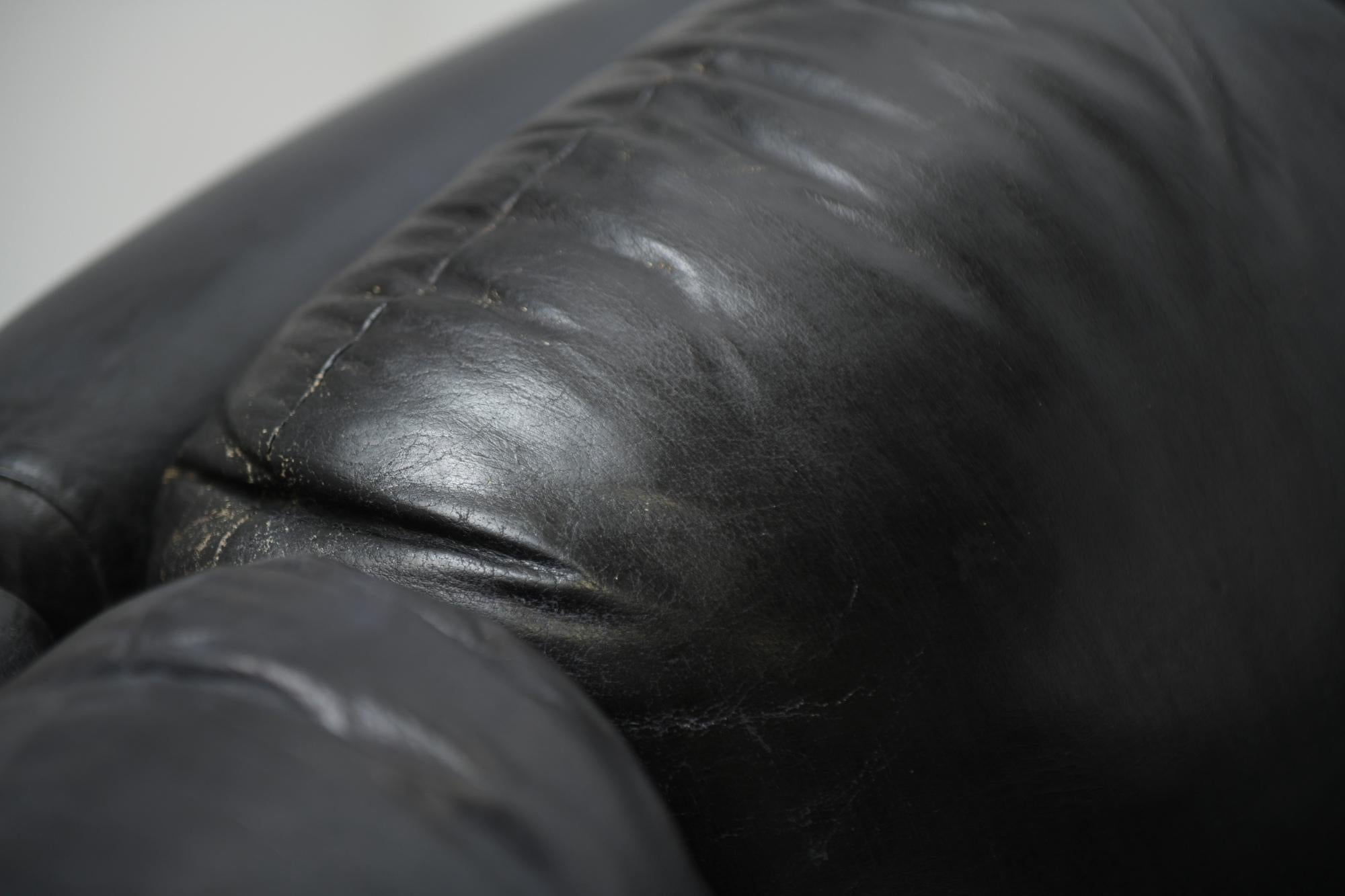 Seltenes Vintage Super C Modulares schwarzes Leder-Sofa  Willy Rizzo, Italien, Italien im Angebot 11