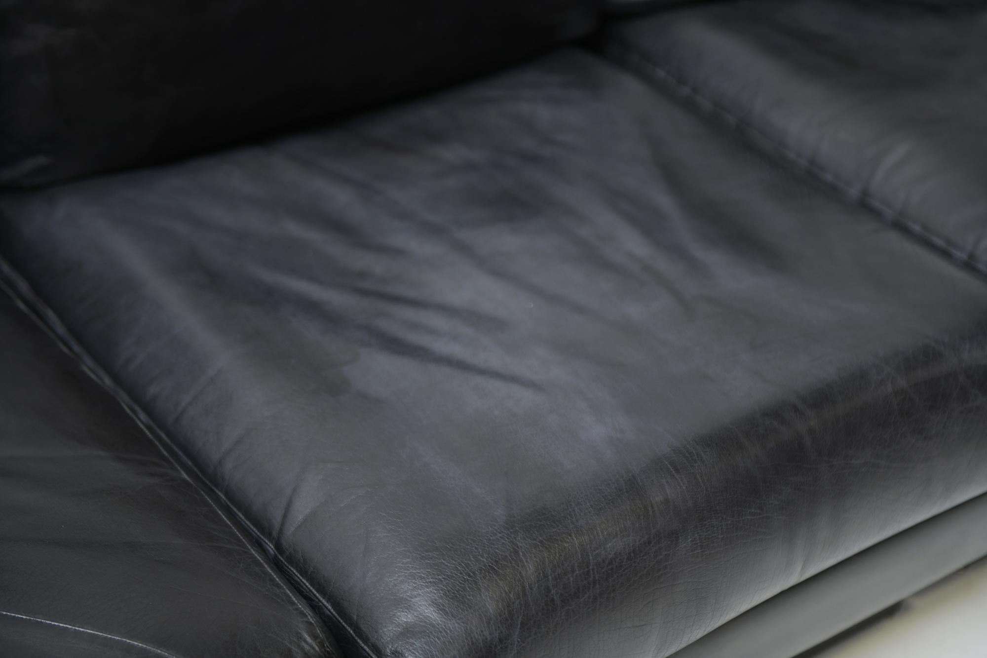 Rare Vintage A.I.C Modular Black Leather Sofa  par Willy Rizzo, Italie en vente 11