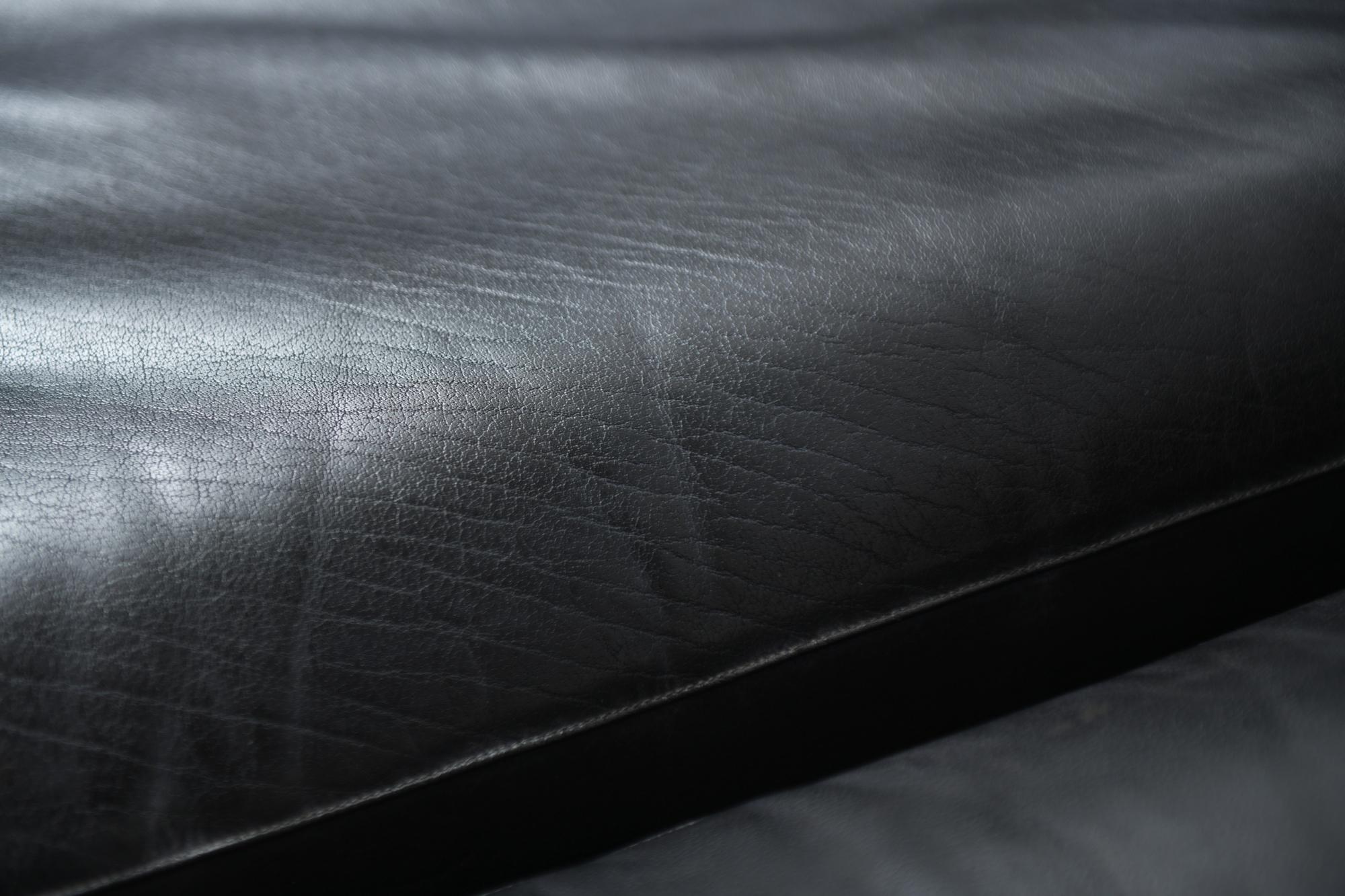 Seltenes Vintage Super C Modulares schwarzes Leder-Sofa  Willy Rizzo, Italien, Italien im Angebot 13