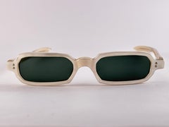 Seltene Vintage Swank White Rectangular Frame 1970'S Sonnenbrillen Made in France