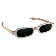 Rare Vintage Swank White Rectangular Frame 1970'S Sunglasses Made In France