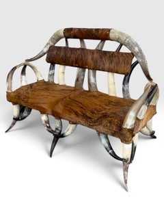Rare Vintage Texas Longhorn & Cowhide Living Room Suite, 1970s