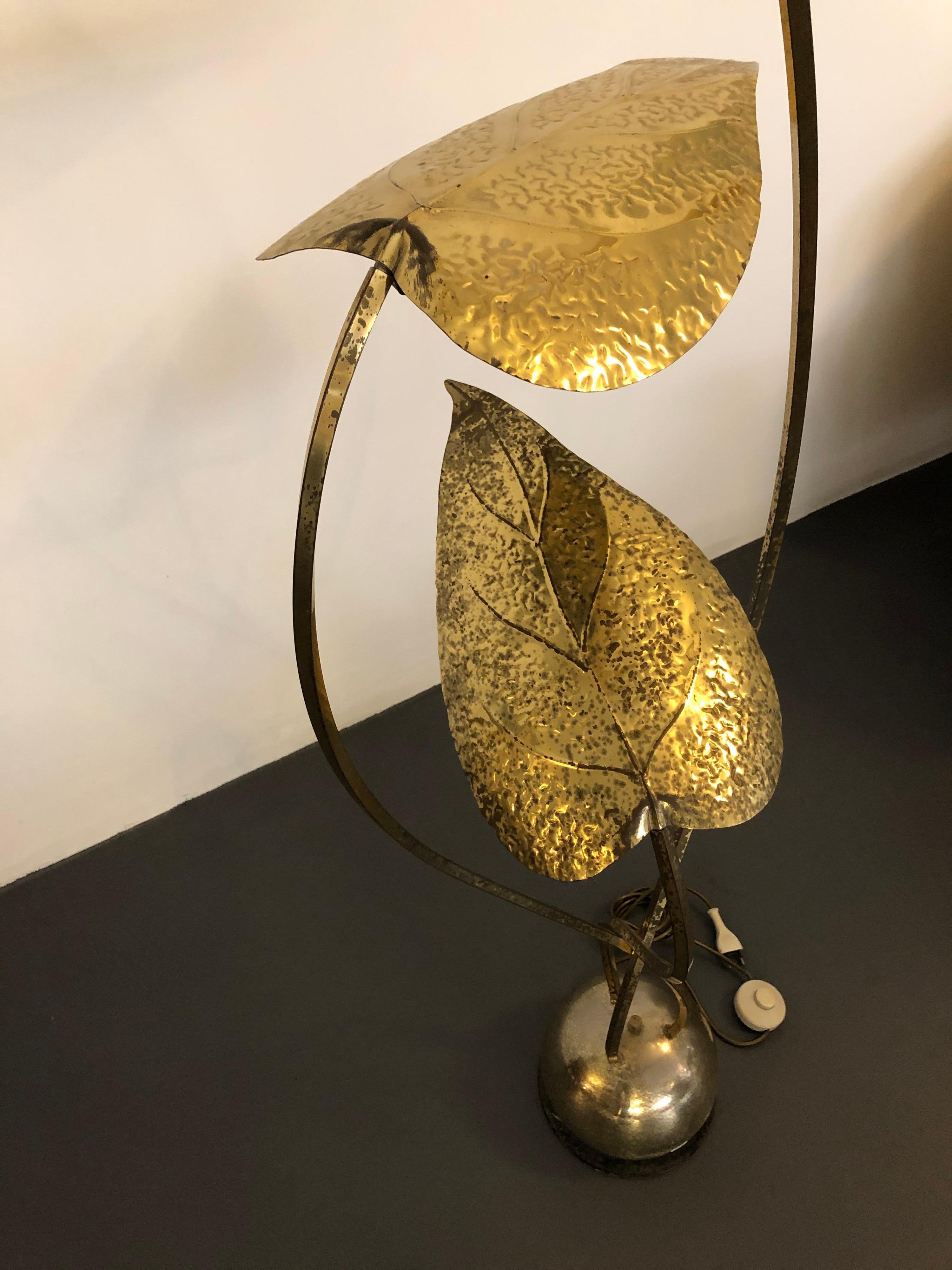 Rare Vintage Three Arms Brass Floor Lamp by Tommaso Barbi, Italy 1970s For Sale 5