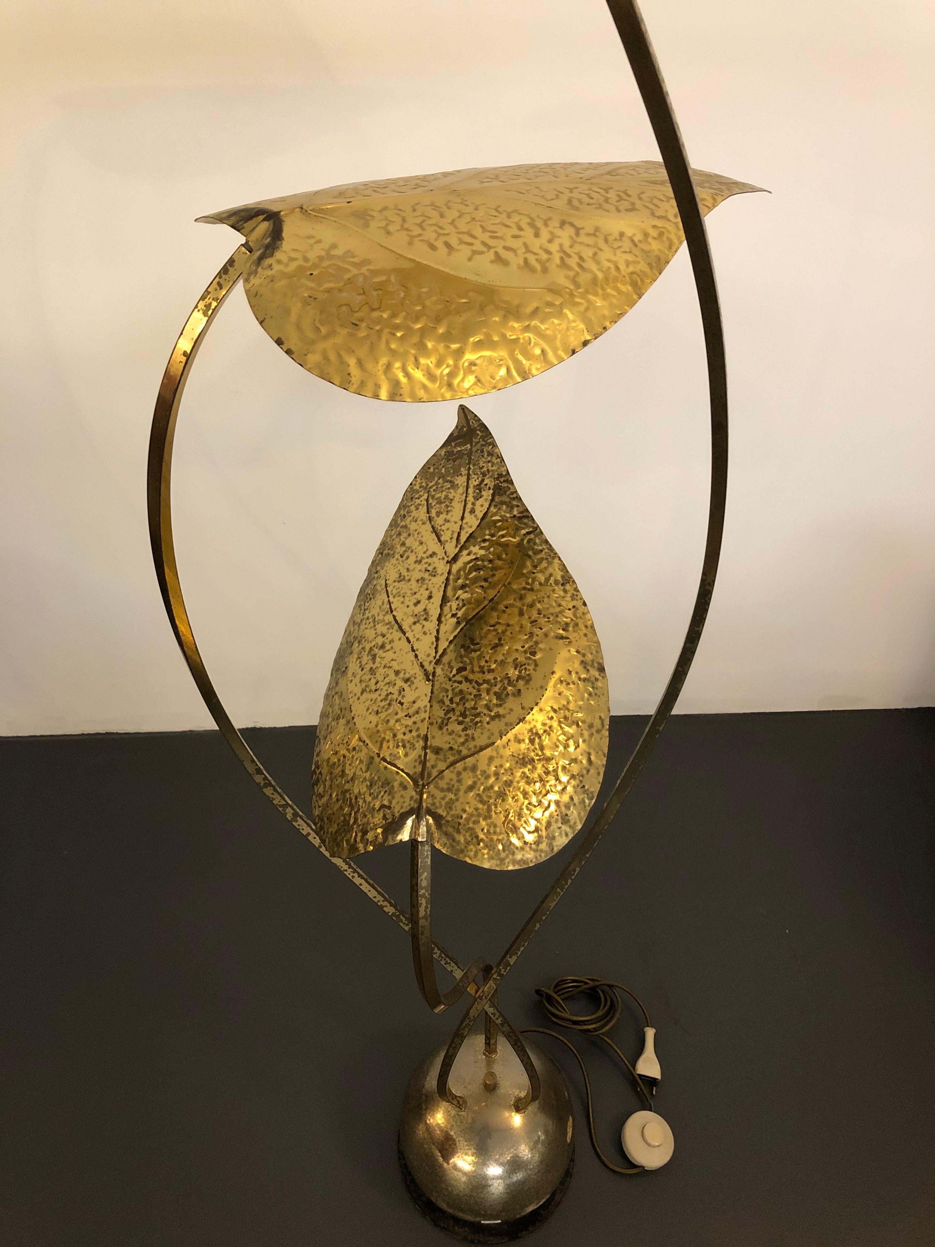 Rare Vintage Three Arms Brass Floor Lamp by Tommaso Barbi, Italy 1970s For Sale 6