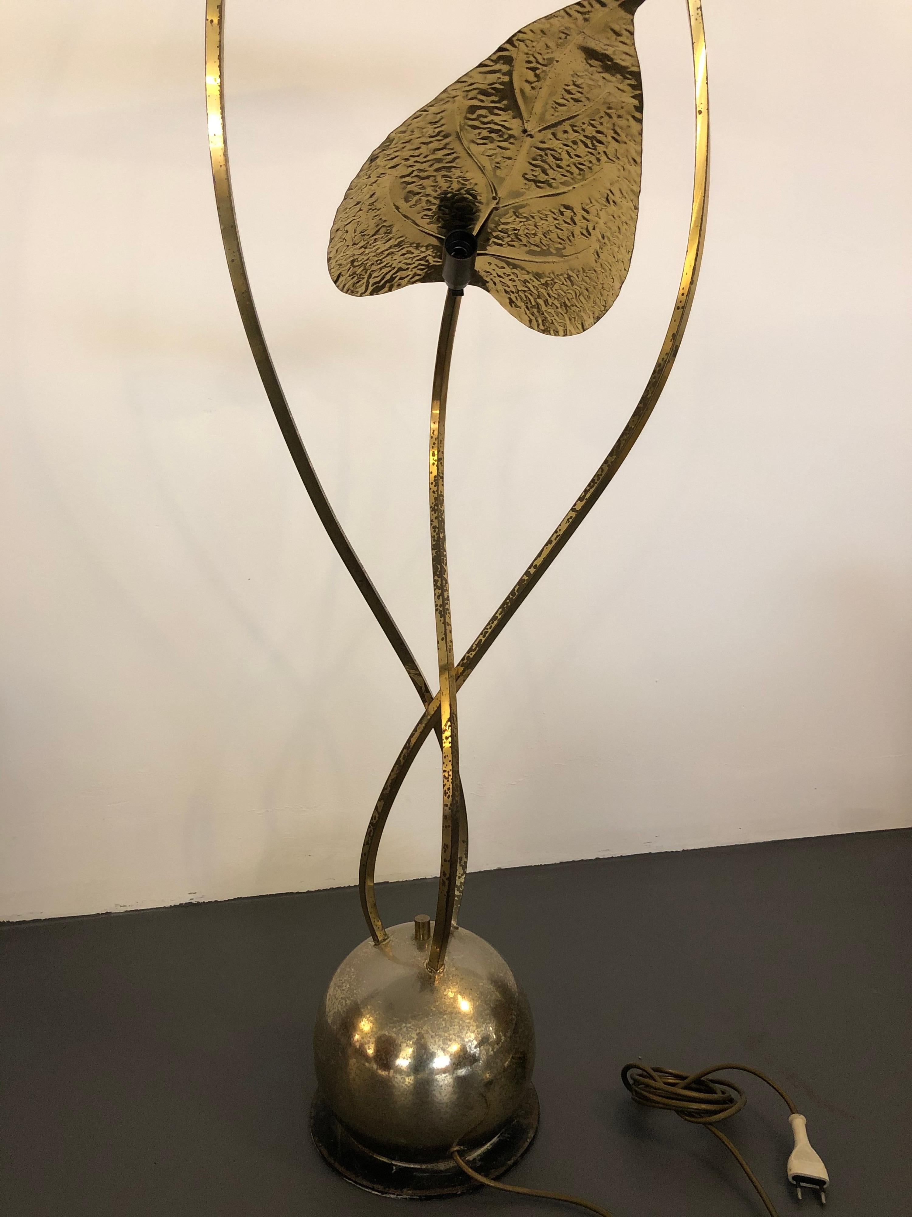 Rare Vintage Three Arms Brass Floor Lamp by Tommaso Barbi, Italy 1970s For Sale 10