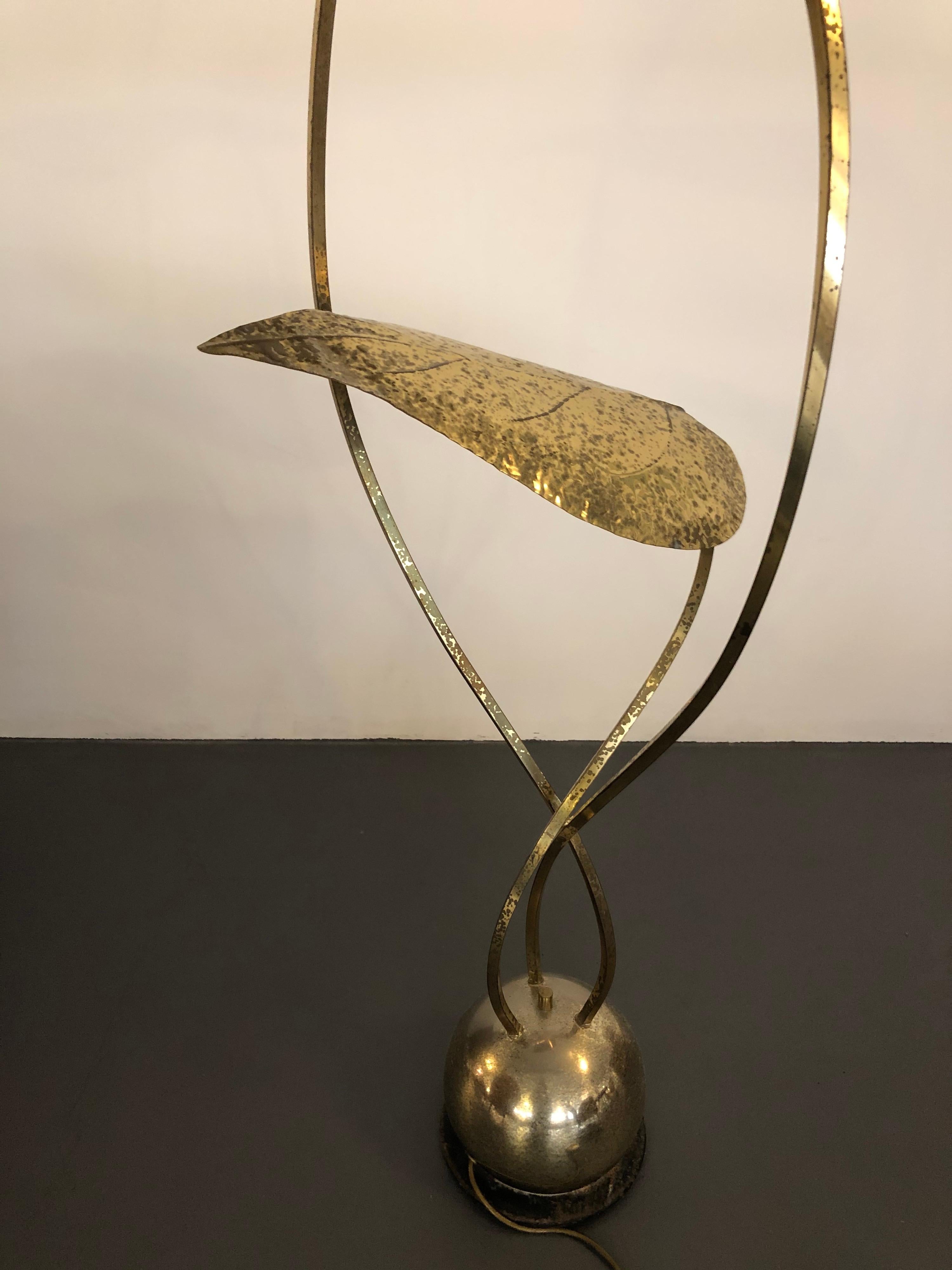 Rare Vintage Three Arms Brass Floor Lamp by Tommaso Barbi, Italy 1970s For Sale 2