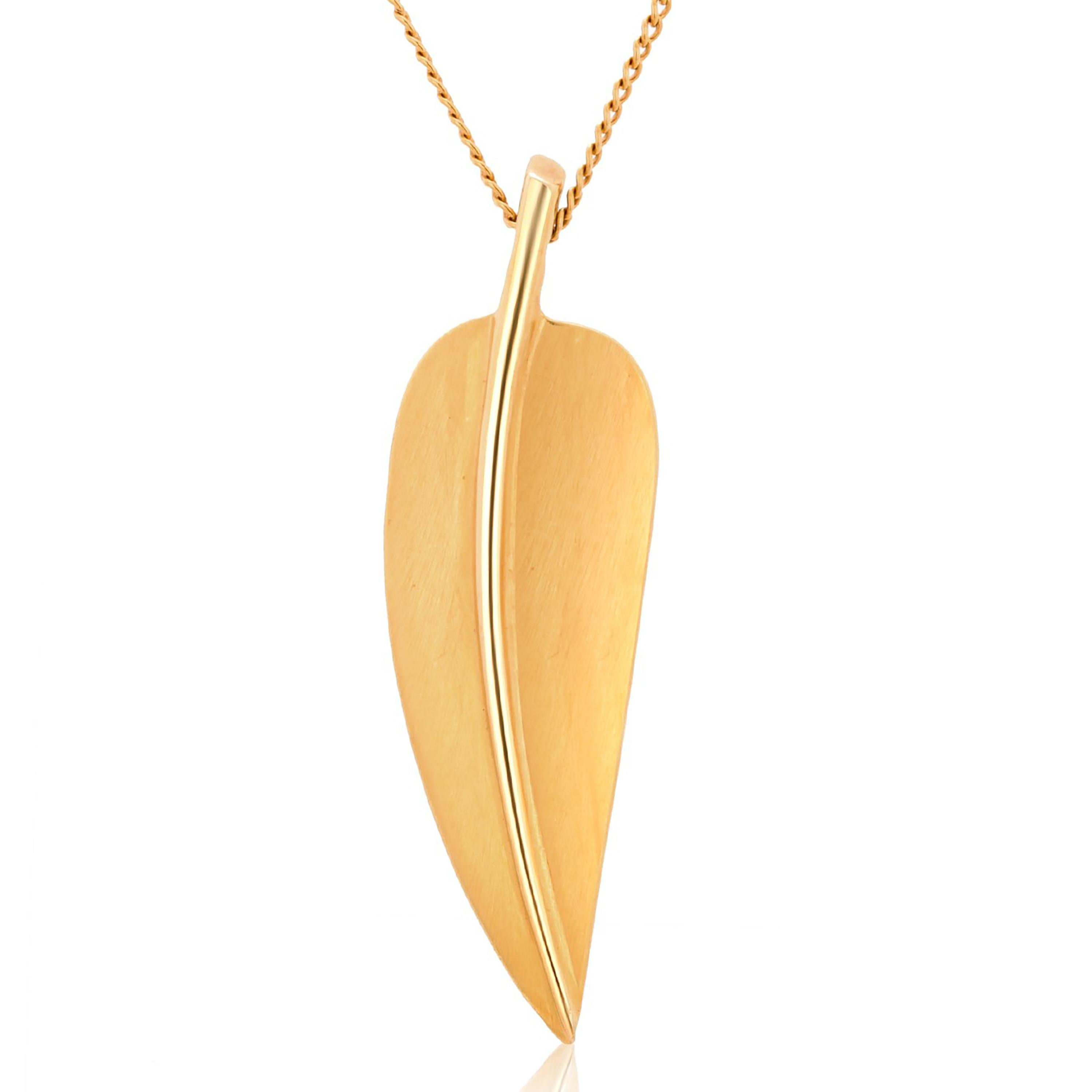 Rare Vintage Tiffany & Co 18 Karat Yellow Gold Angela Cummings Leaf Pendant Neck For Sale 4