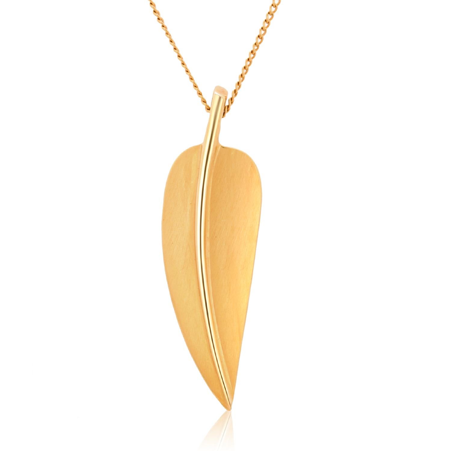 Rare Vintage Tiffany & Co 18 Karat Yellow Gold Angela Cummings Leaf Pendant Neck For Sale 6
