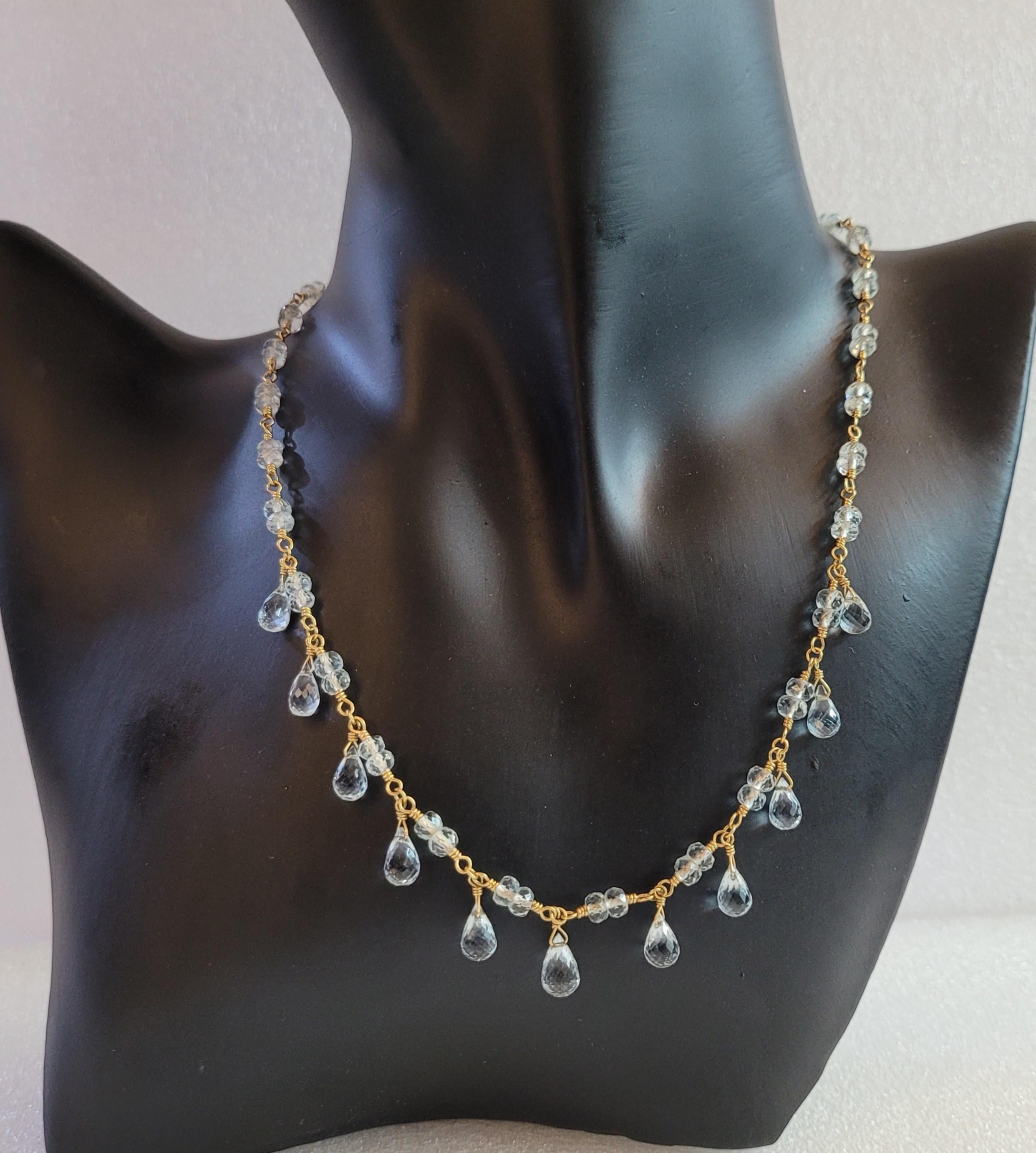 RARE Vintage Tiffany & Co. 18k Aquamarine Briolette Gemstone Necklace In New Condition For Sale In New York, NY