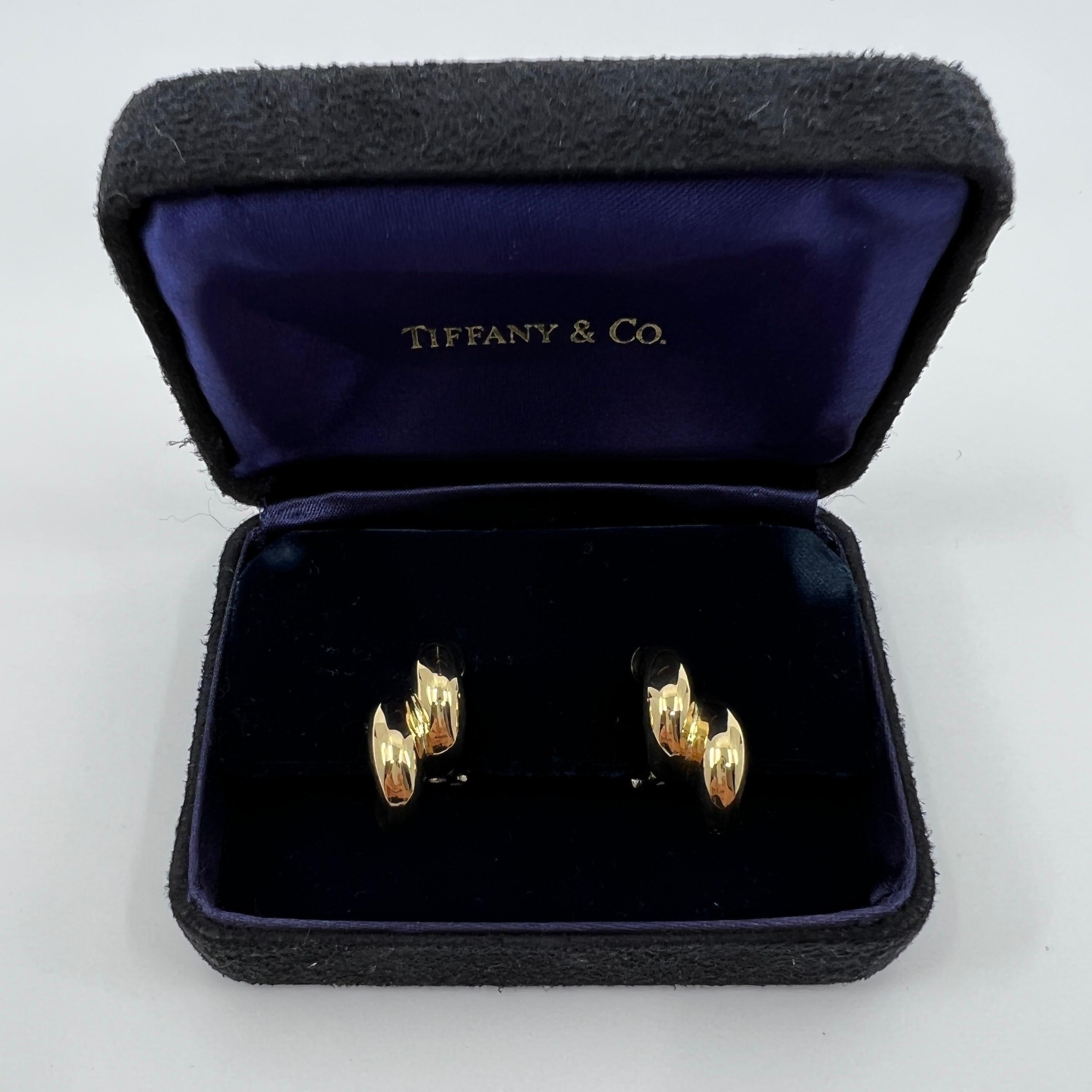 Seltene Vintage Tiffany & Co Ohrringe aus 18 Karat Gelbgold, hergestellt in Italien mit Schachtel im Zustand „Hervorragend“ in Birmingham, GB