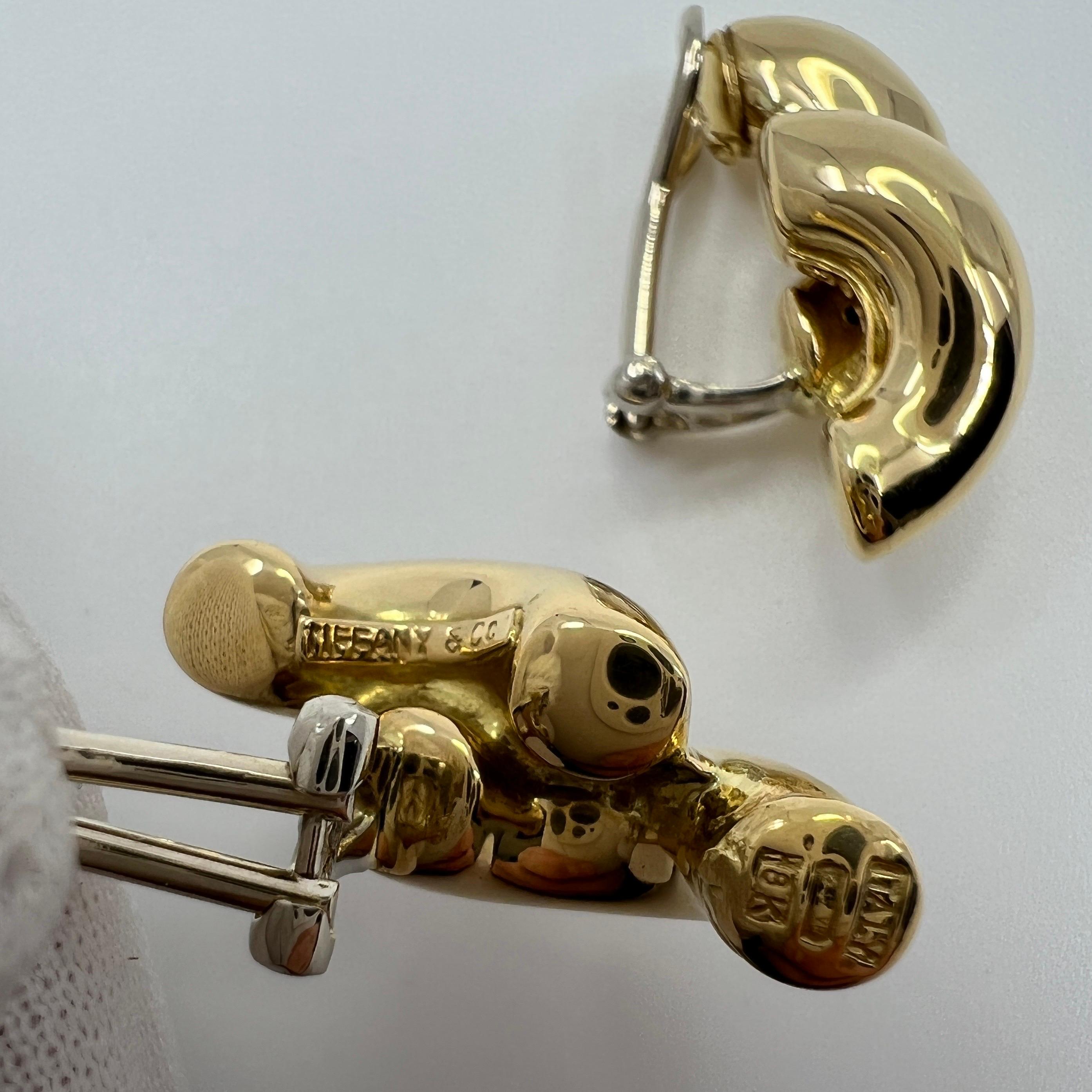 Seltene Vintage Tiffany & Co Ohrringe aus 18 Karat Gelbgold, hergestellt in Italien mit Schachtel 1