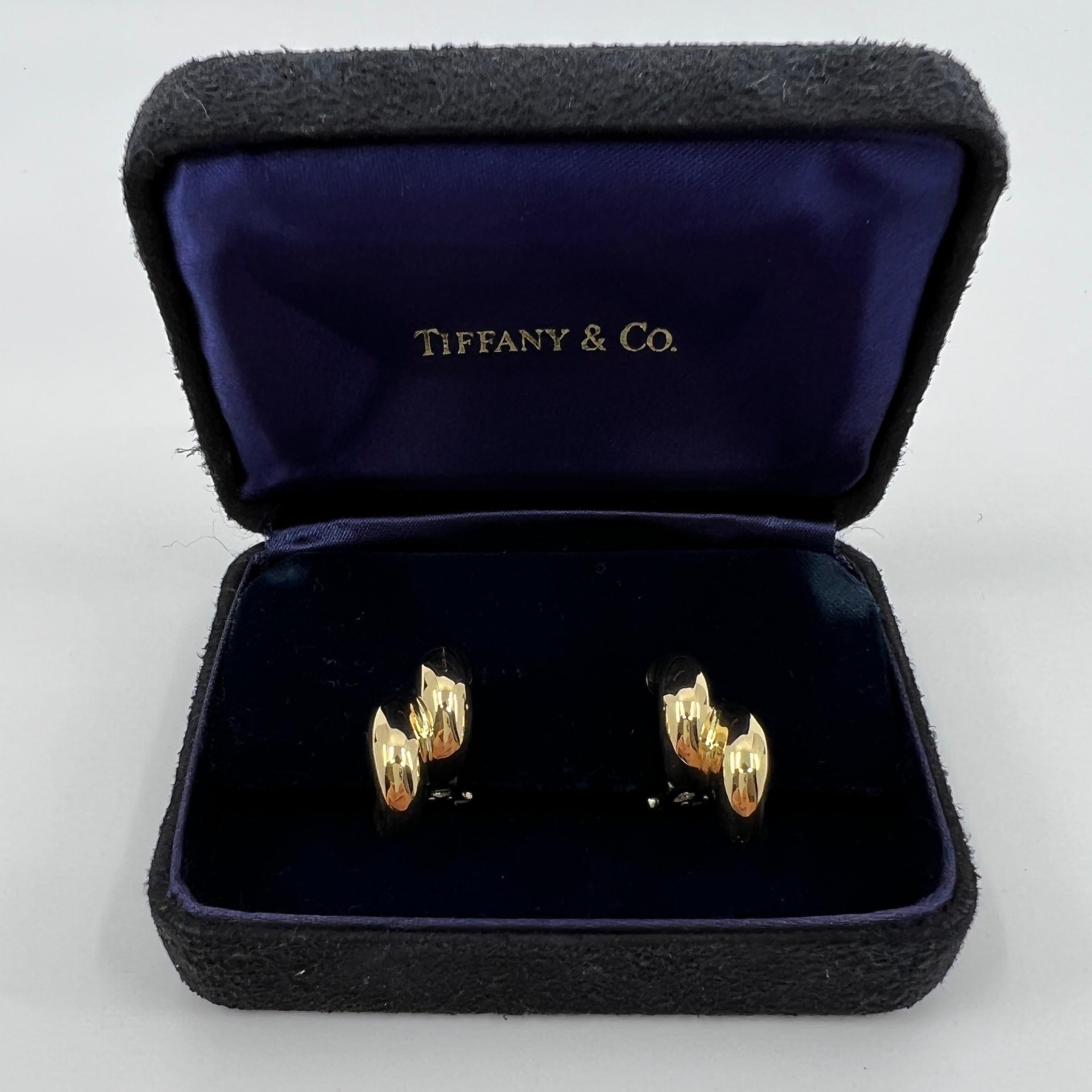 Seltene Vintage Tiffany & Co Ohrringe aus 18 Karat Gelbgold, hergestellt in Italien mit Schachtel 3