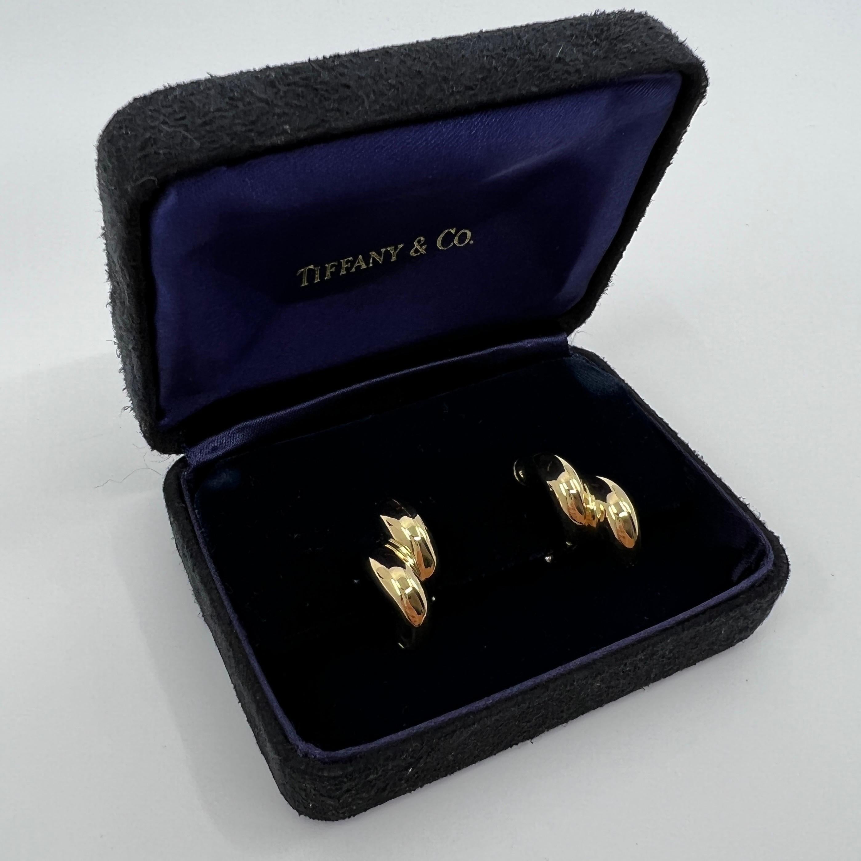 Seltene Vintage Tiffany & Co Ohrringe aus 18 Karat Gelbgold, hergestellt in Italien mit Schachtel 5