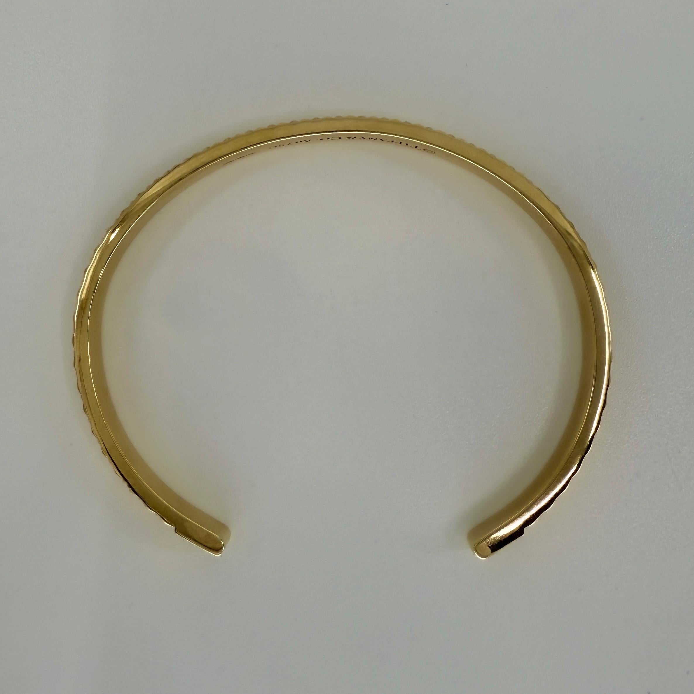 Rare Vintage Tiffany & Co 18k Yellow Gold Point Cuff Bangle Bracelet For Sale 3