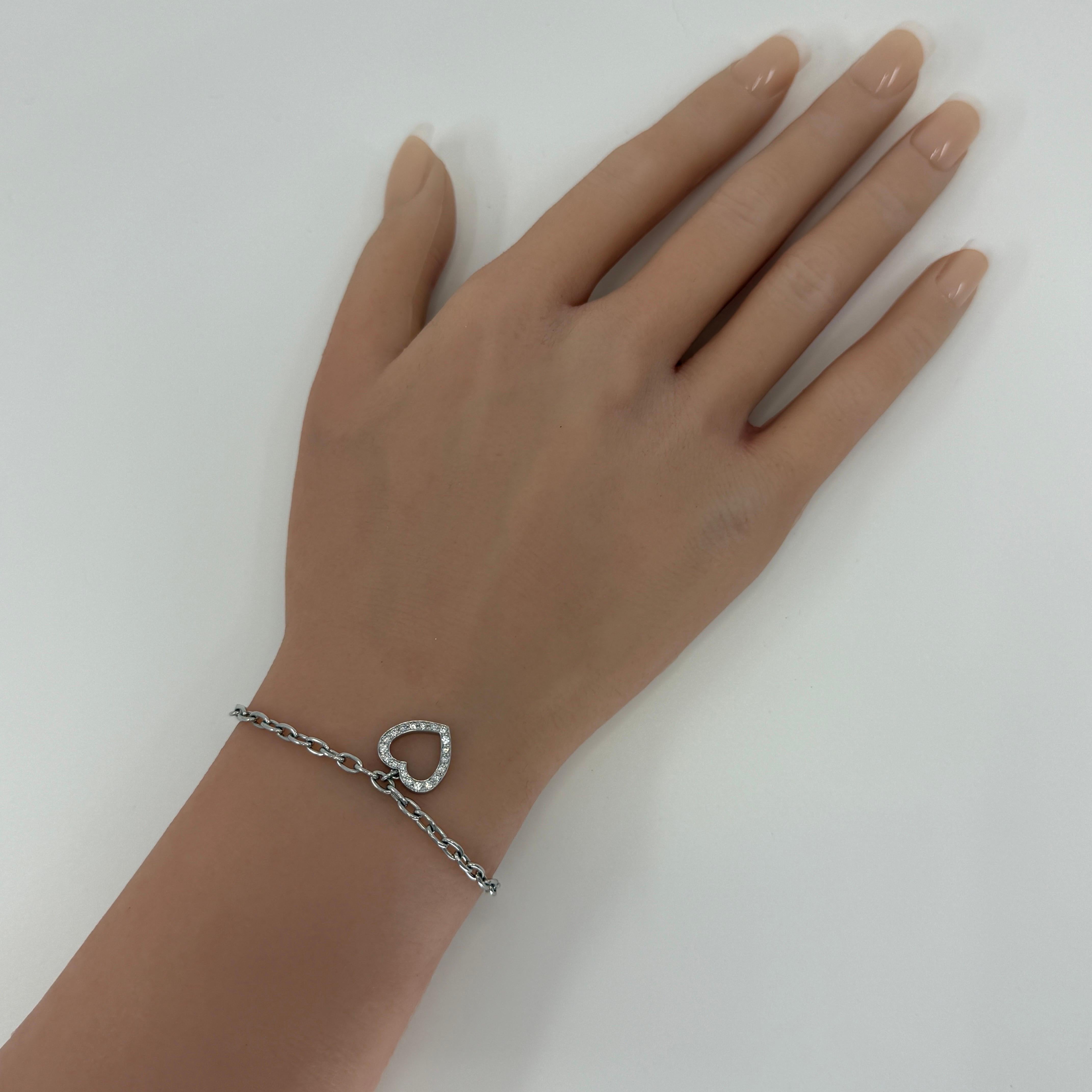 da uomo o donna Raro bracciale charme vintage Tiffany & Co. con cuore di diamante 950 in platino in vendita