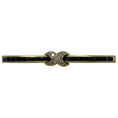 Rare Vintage Tiffany & Co Diamond Sapphire 18k Gold Signature X Cross Brooch